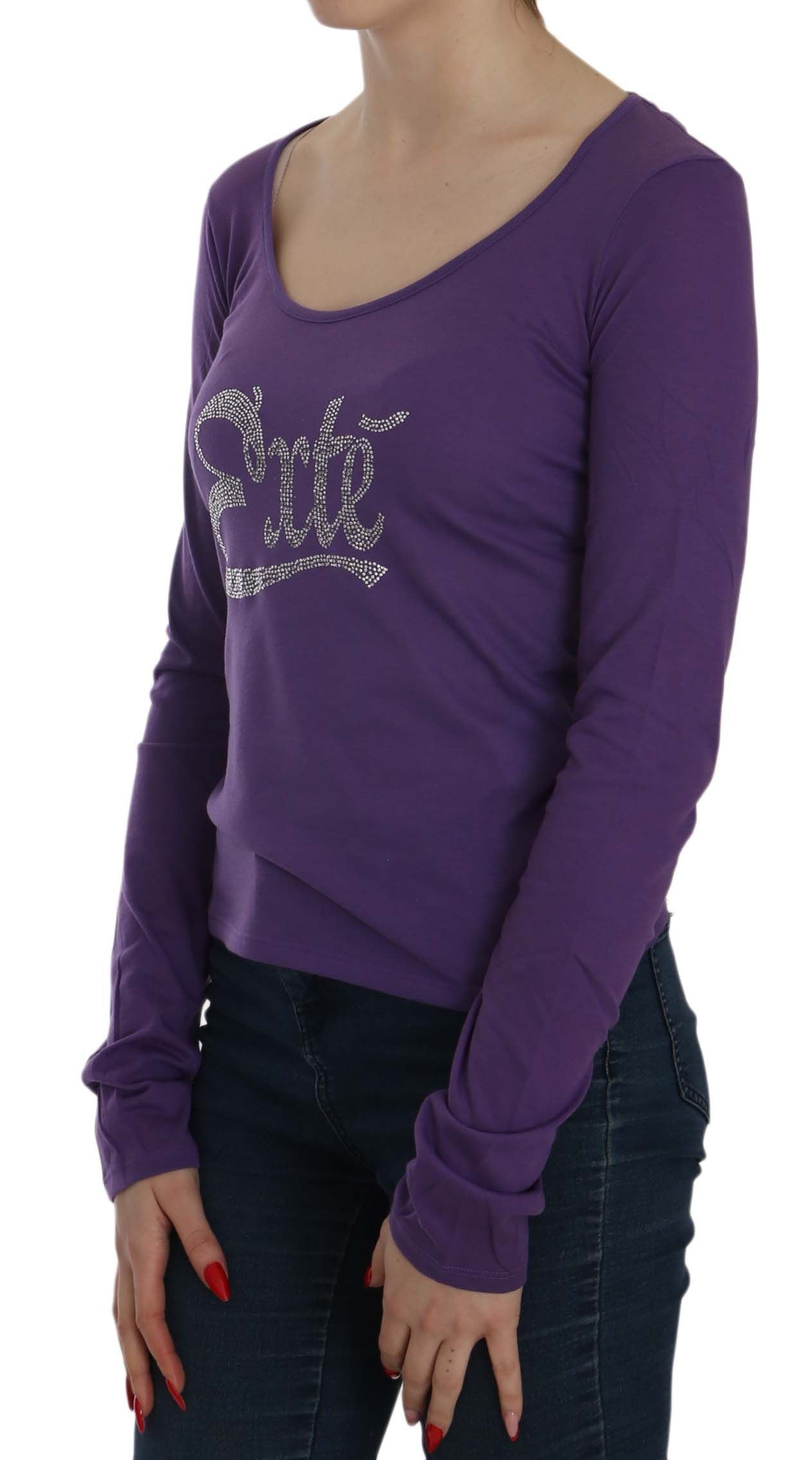 Exte Purple Crystal Embellished Long Sleeve Casual Top Exte