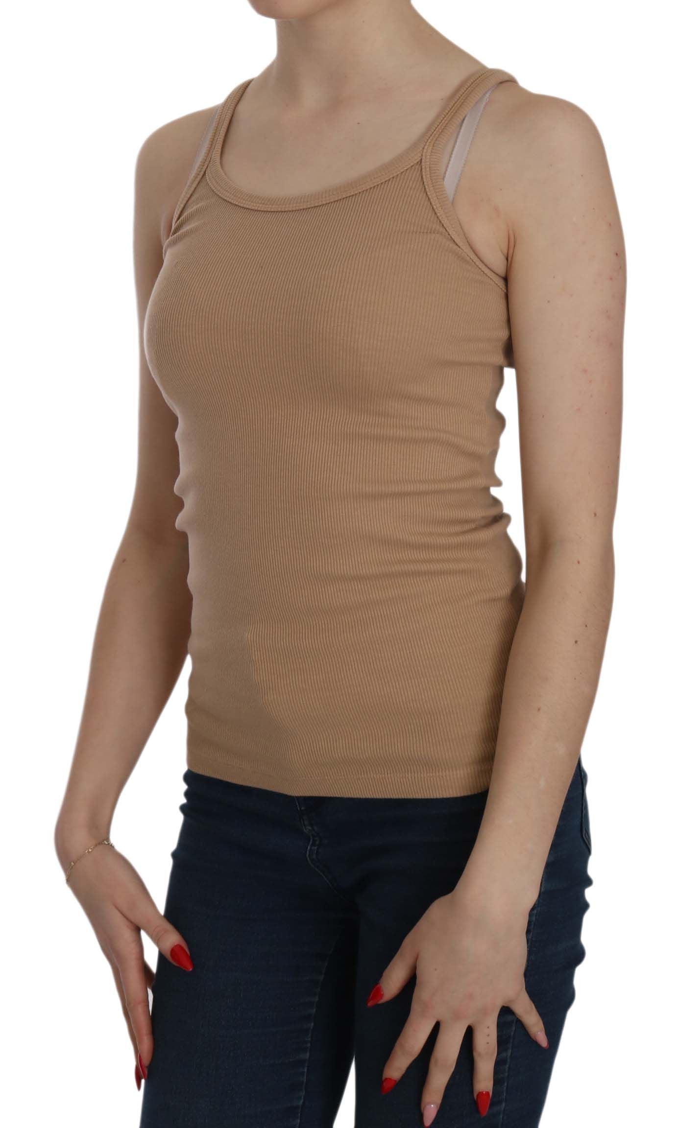 PINK MEMORIES Beige Sleeveless Spaghetti Strap Tank Blouse PINK MEMORIES