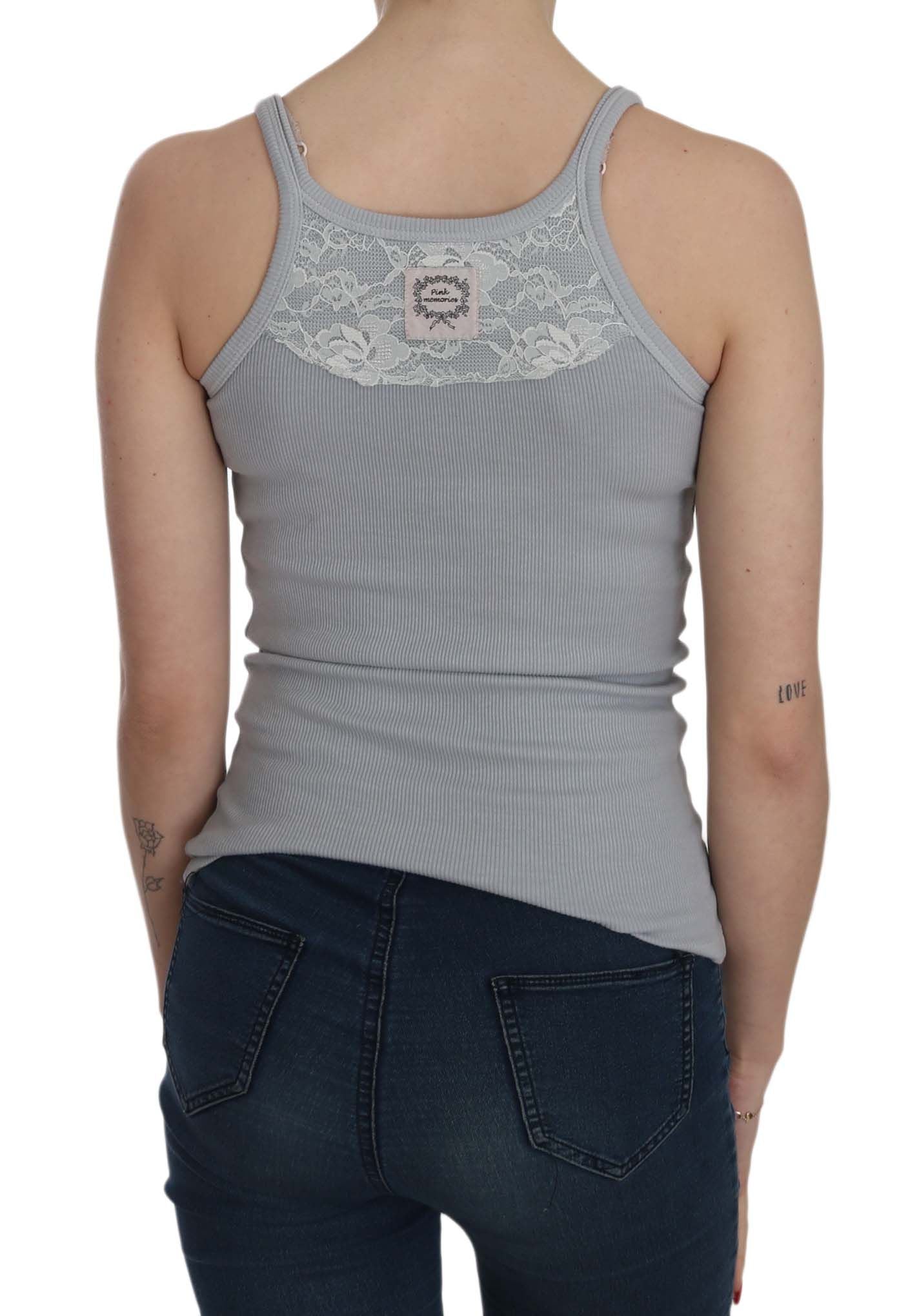PINK MEMORIES Light Grey Sleeveless Spaghetti Strap Blouse PINK MEMORIES