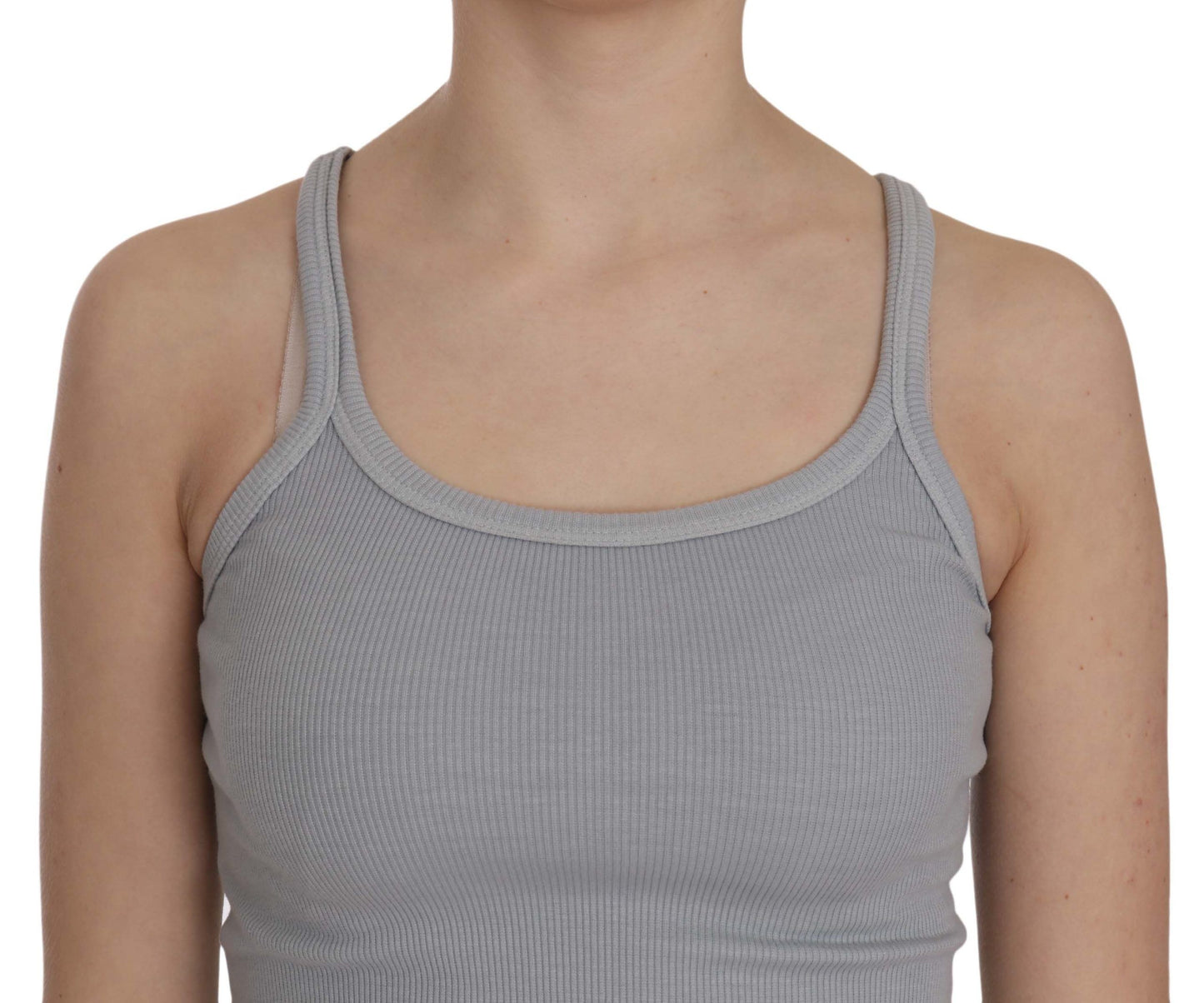 PINK MEMORIES Light Grey Sleeveless Spaghetti Strap Blouse PINK MEMORIES