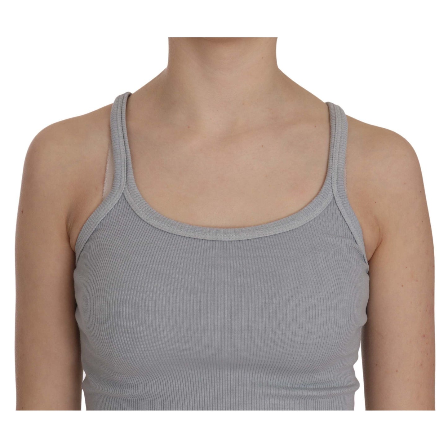 PINK MEMORIES Light Grey Sleeveless Spaghetti Strap Blouse