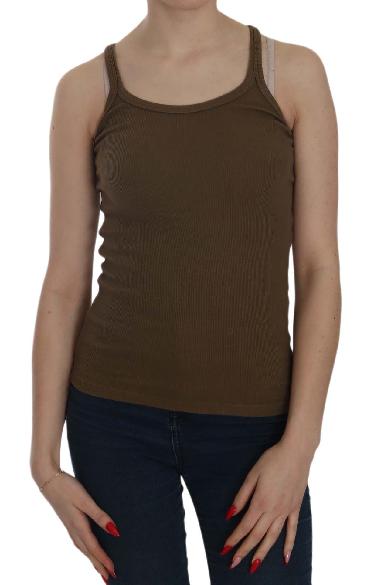 PINK MEMORIES Brown Sleeveless Spaghetti Strap Blouse Top PINK MEMORIES
