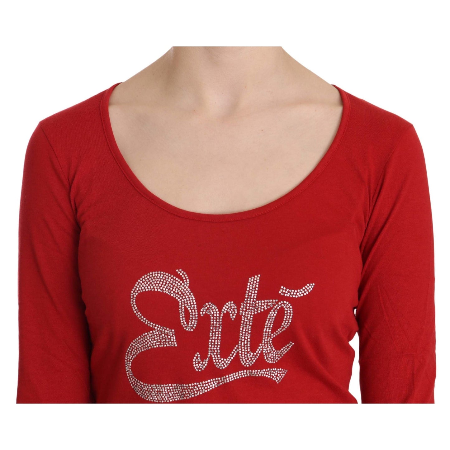 Exte Red Crystal Embellished Long Sleeve Blouse Exte
