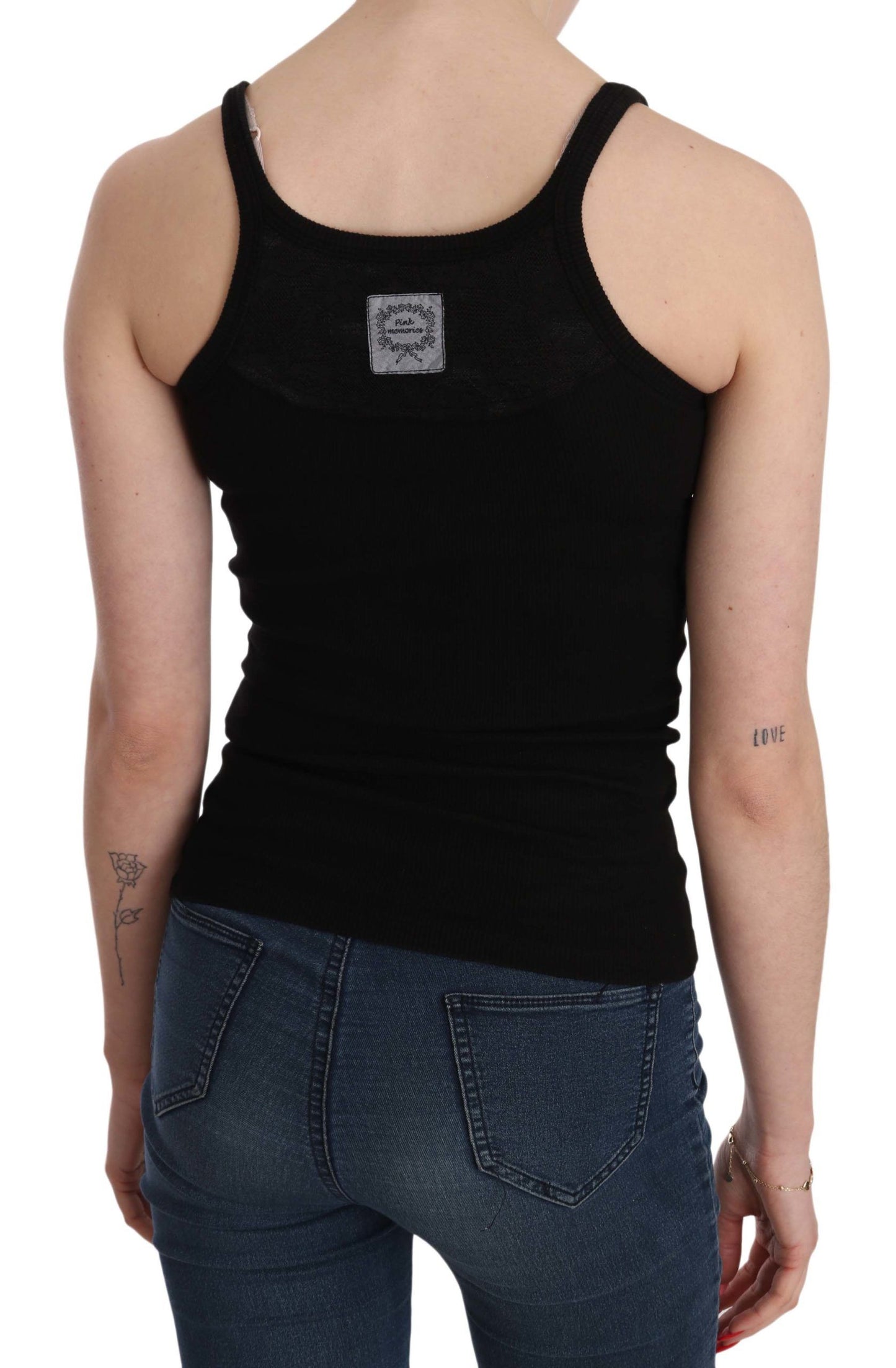 PINK MEMORIES Black Sleeveless Spaghetti Strap Blouse PINK MEMORIES
