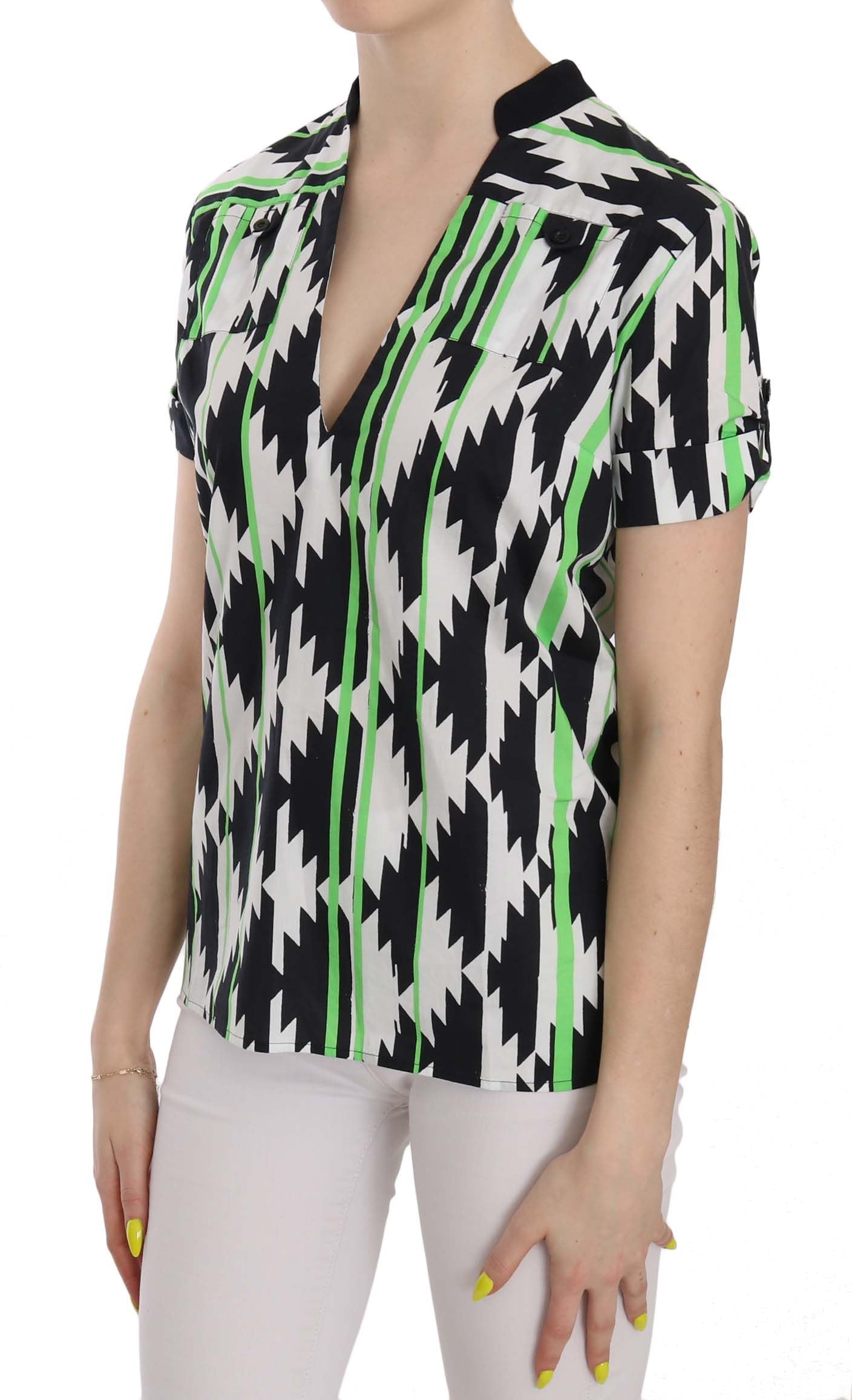 Costume National Multi Color Plunging Top Blouse Costume National