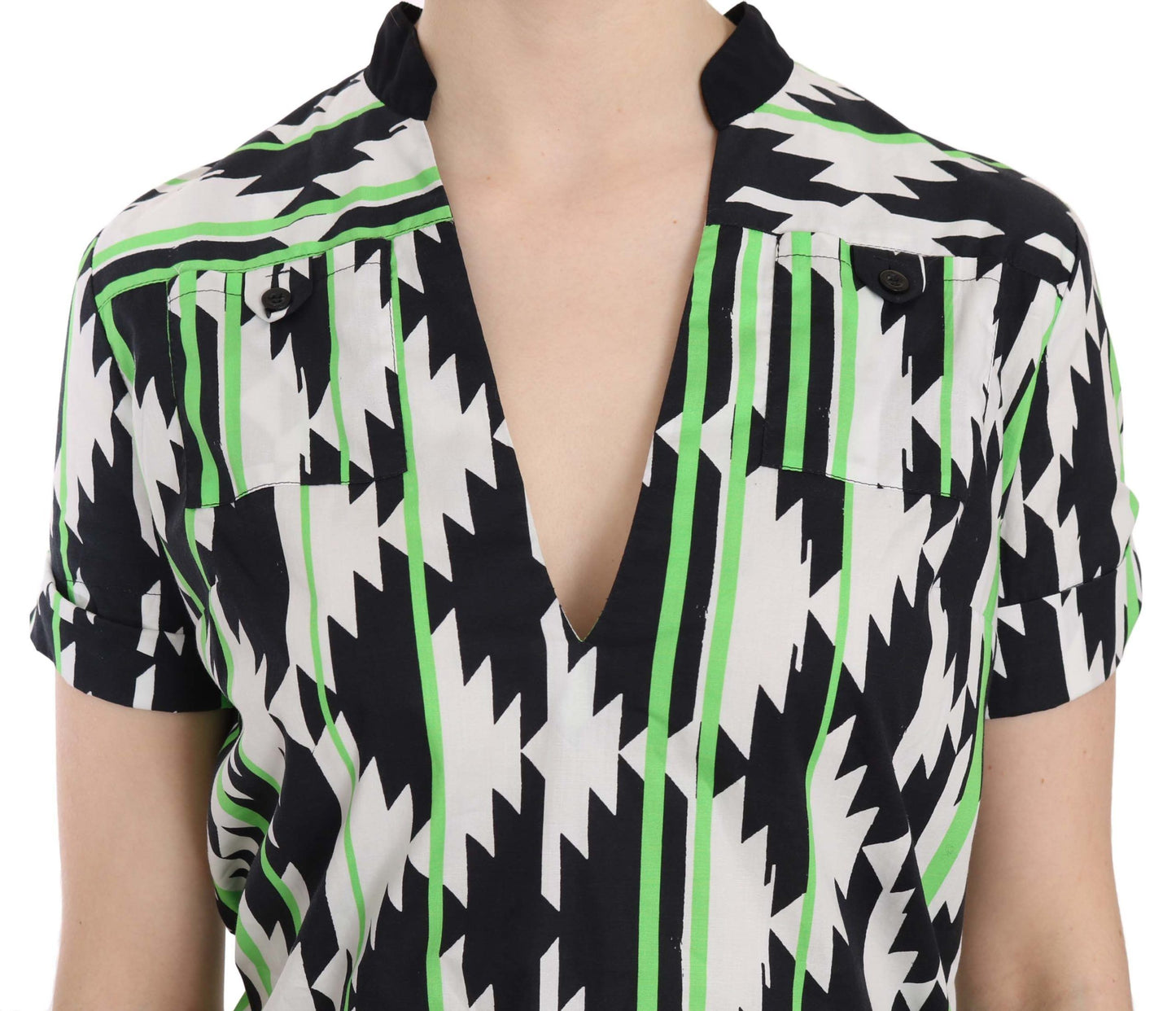 Costume National Multi Color Plunging Top Blouse Costume National