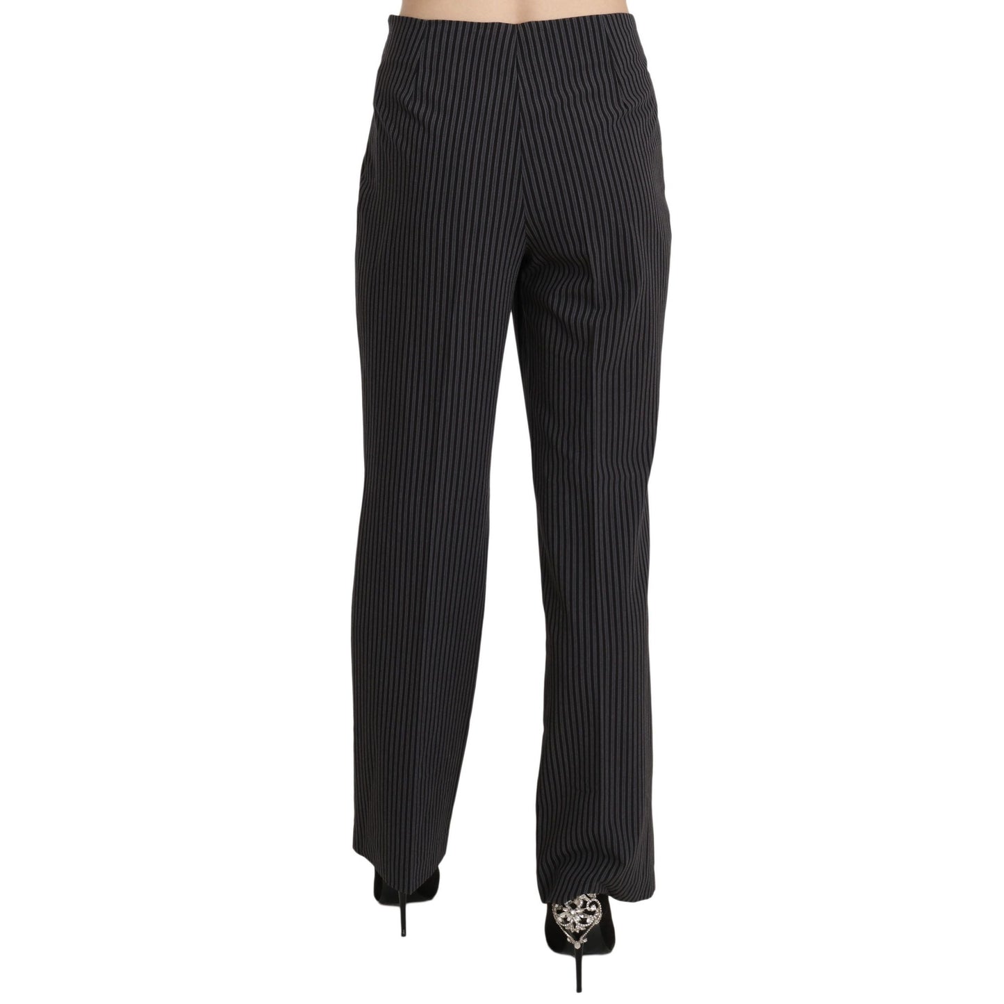 BENCIVENGA Black Striped Cotton Sretch Dress Trousers Pants