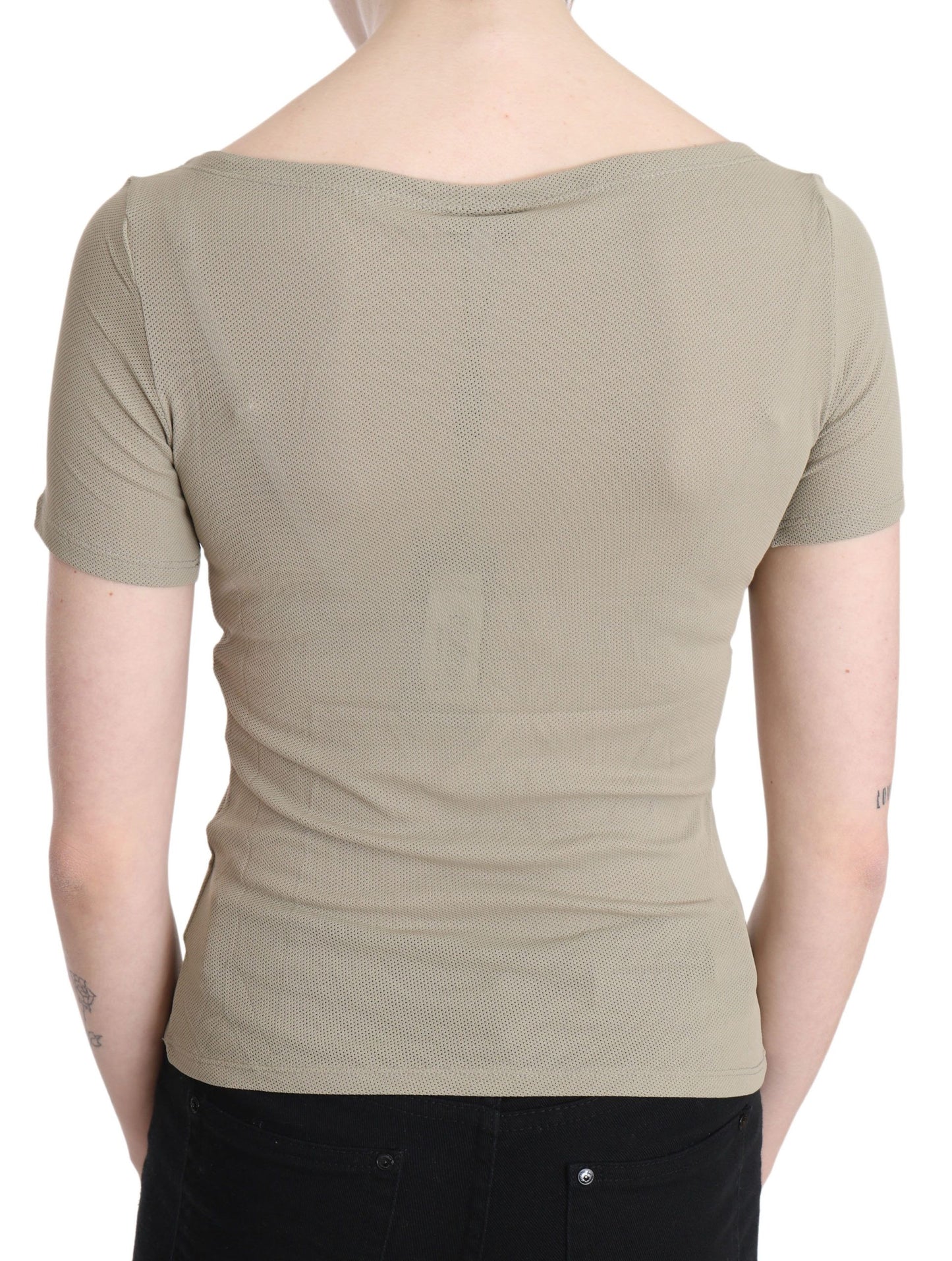 GF Ferre Gray 100% Nylon Short Sleeve Casual Tank Top Blouse GF Ferre