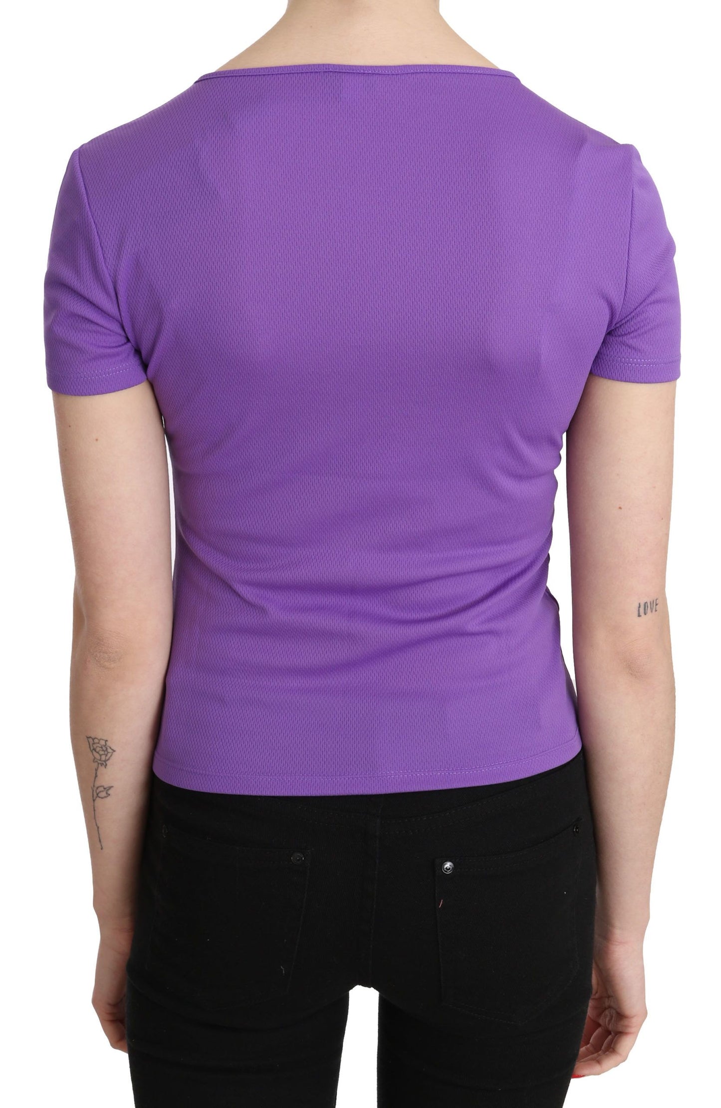 GF Ferre Purple 100% Polyester Short Sleeve Top Blouse GF Ferre