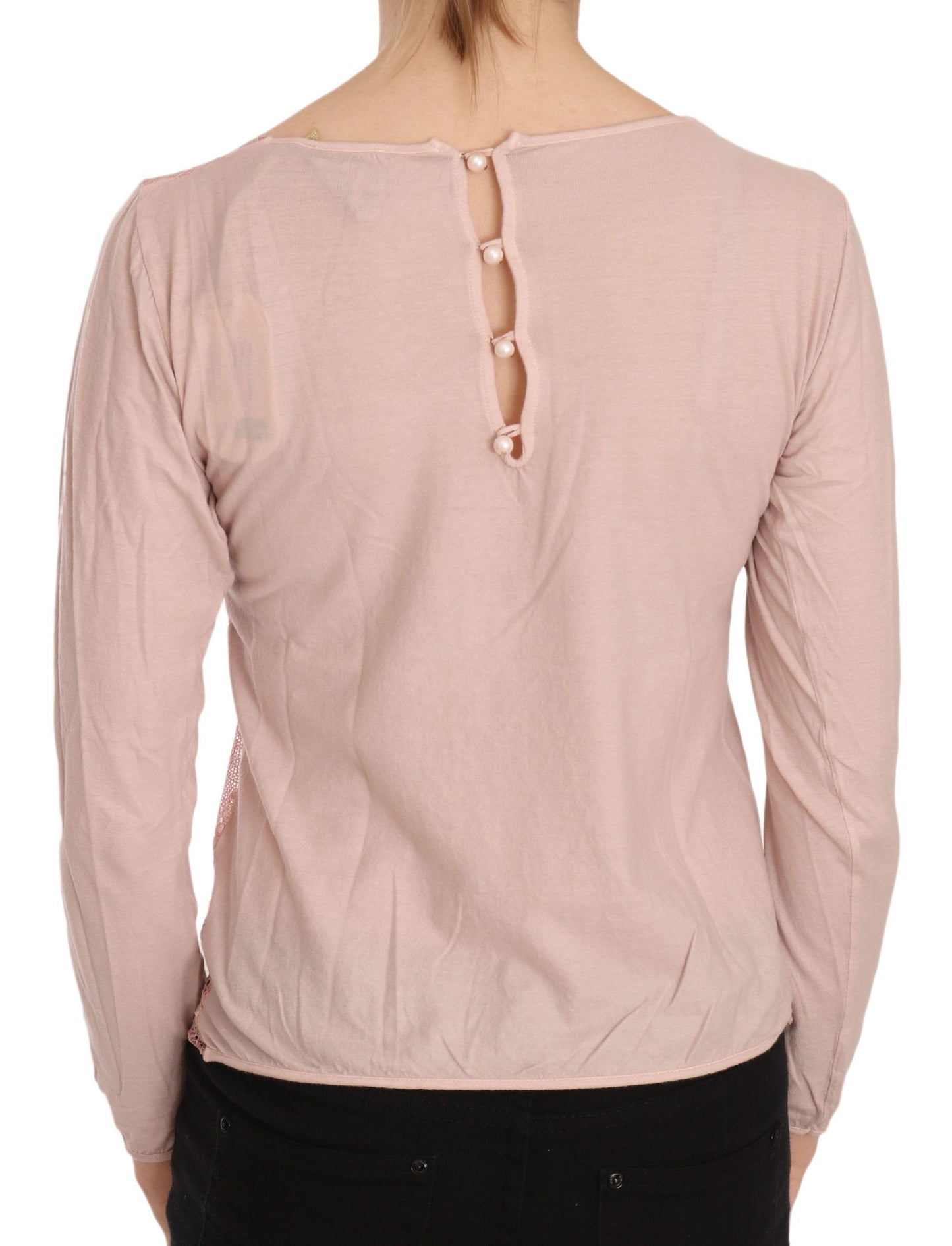 PINK MEMORIES Pink Lace See Through Long Sleeve Top Blouse PINK MEMORIES