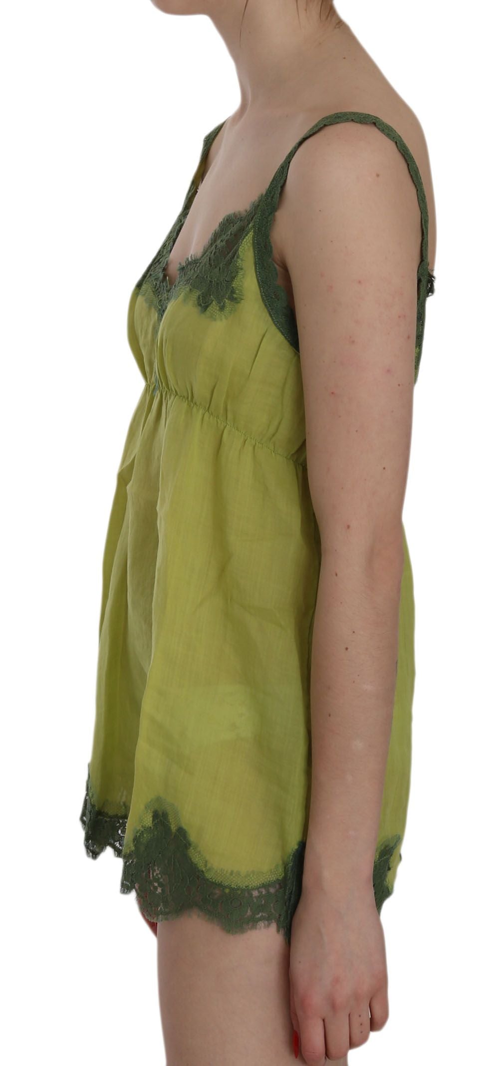 PINK MEMORIES Green Lace Spaghetti Strap Tank Top Blouse PINK MEMORIES