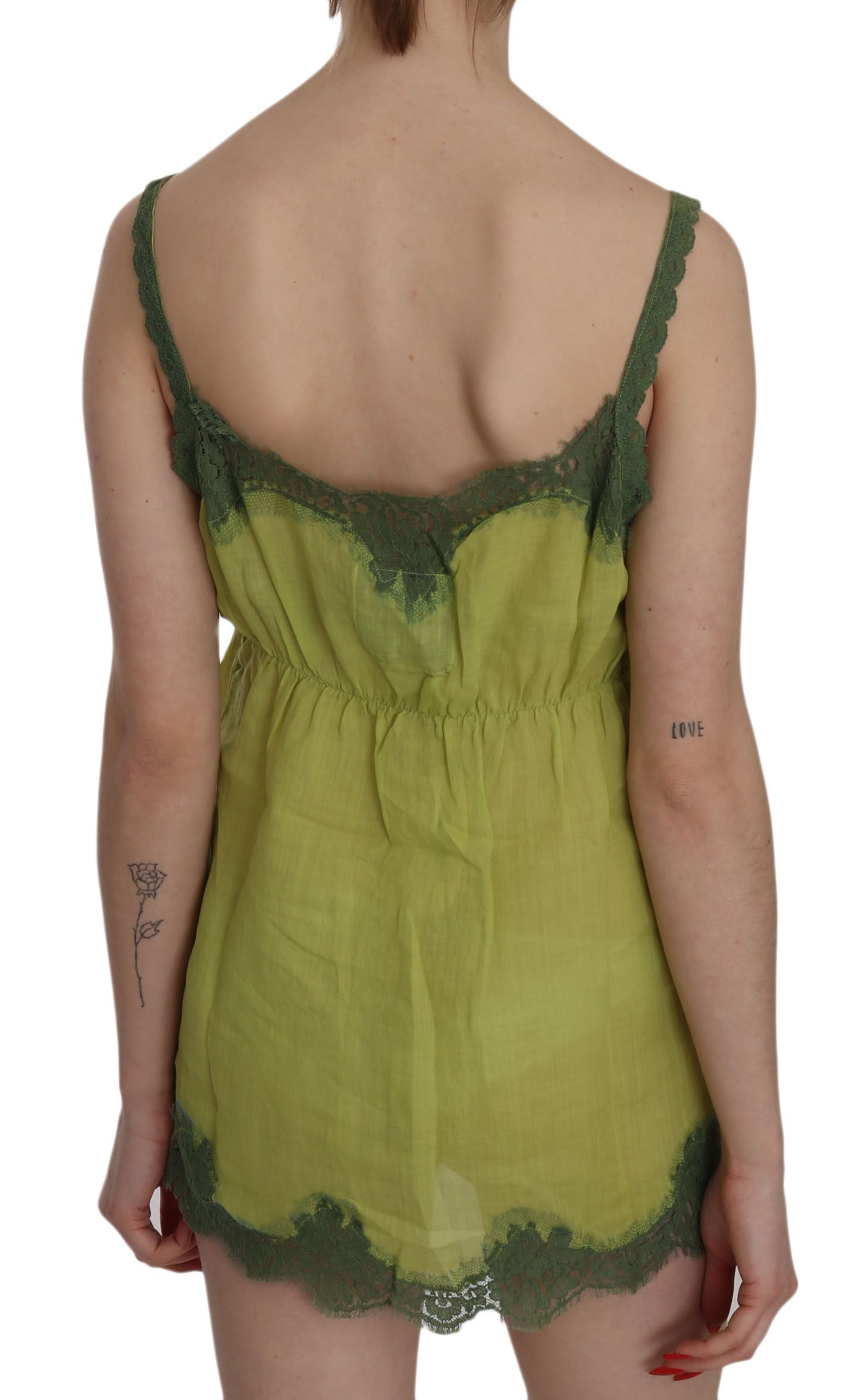 PINK MEMORIES Green Lace Spaghetti Strap Tank Top Blouse PINK MEMORIES