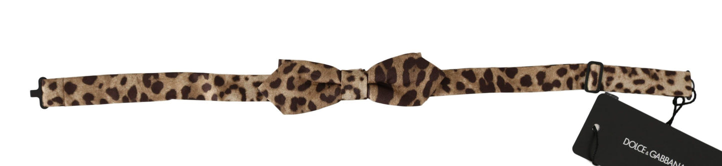 Dolce & Gabbana Brown Leopard Silk Adjustable Neck Papillon Men Bow Tie Dolce & Gabbana