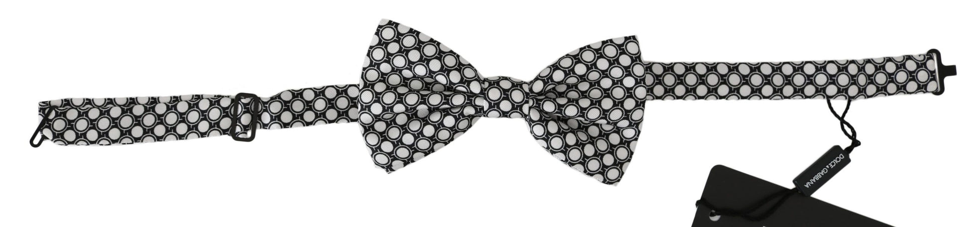 Dolce & Gabbana Men Black White Circles Adjustable Neck Papillon Bow Tie Dolce & Gabbana