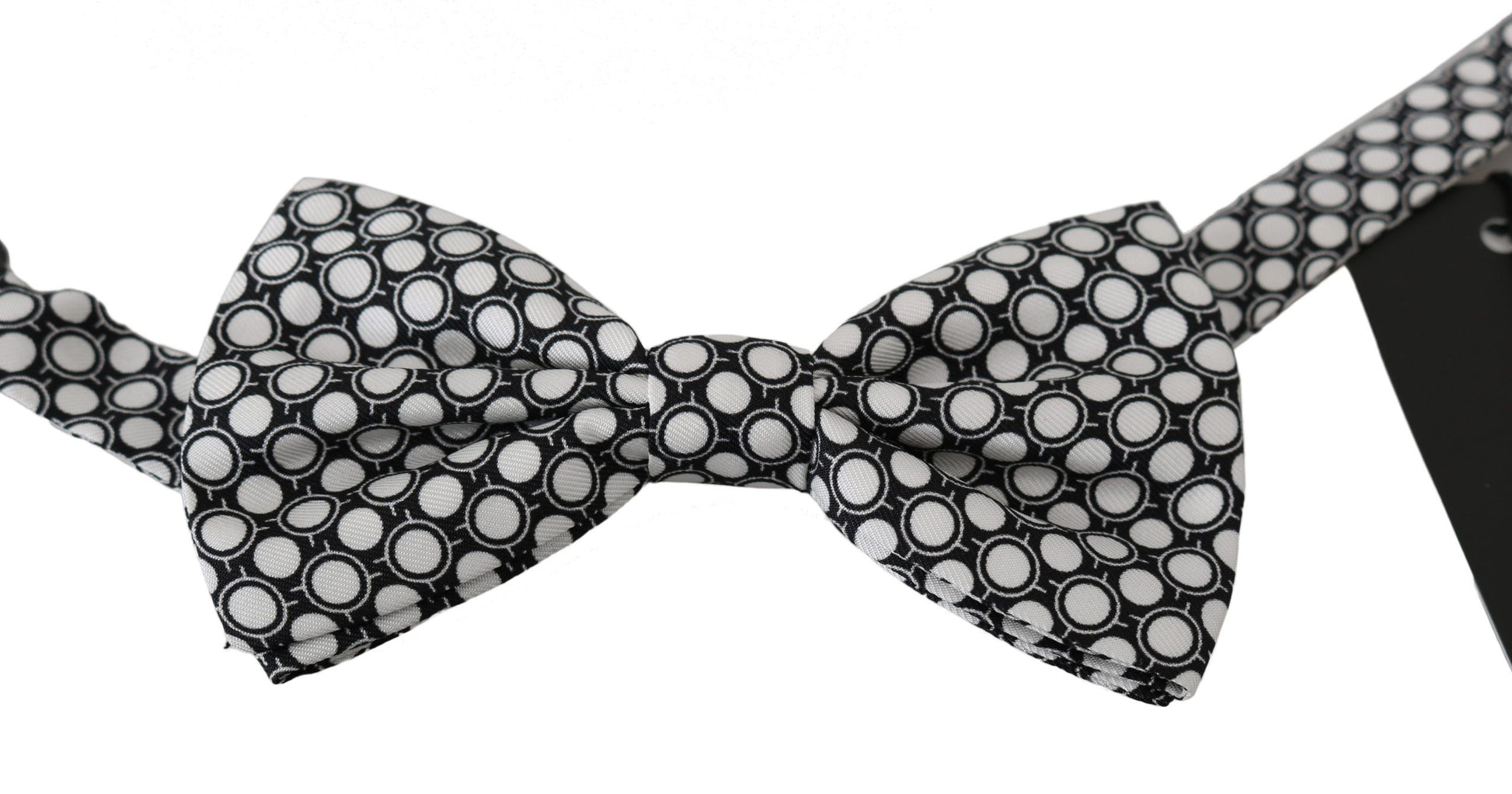 Dolce & Gabbana Men Black White Circles Adjustable Neck Papillon Bow Tie Dolce & Gabbana