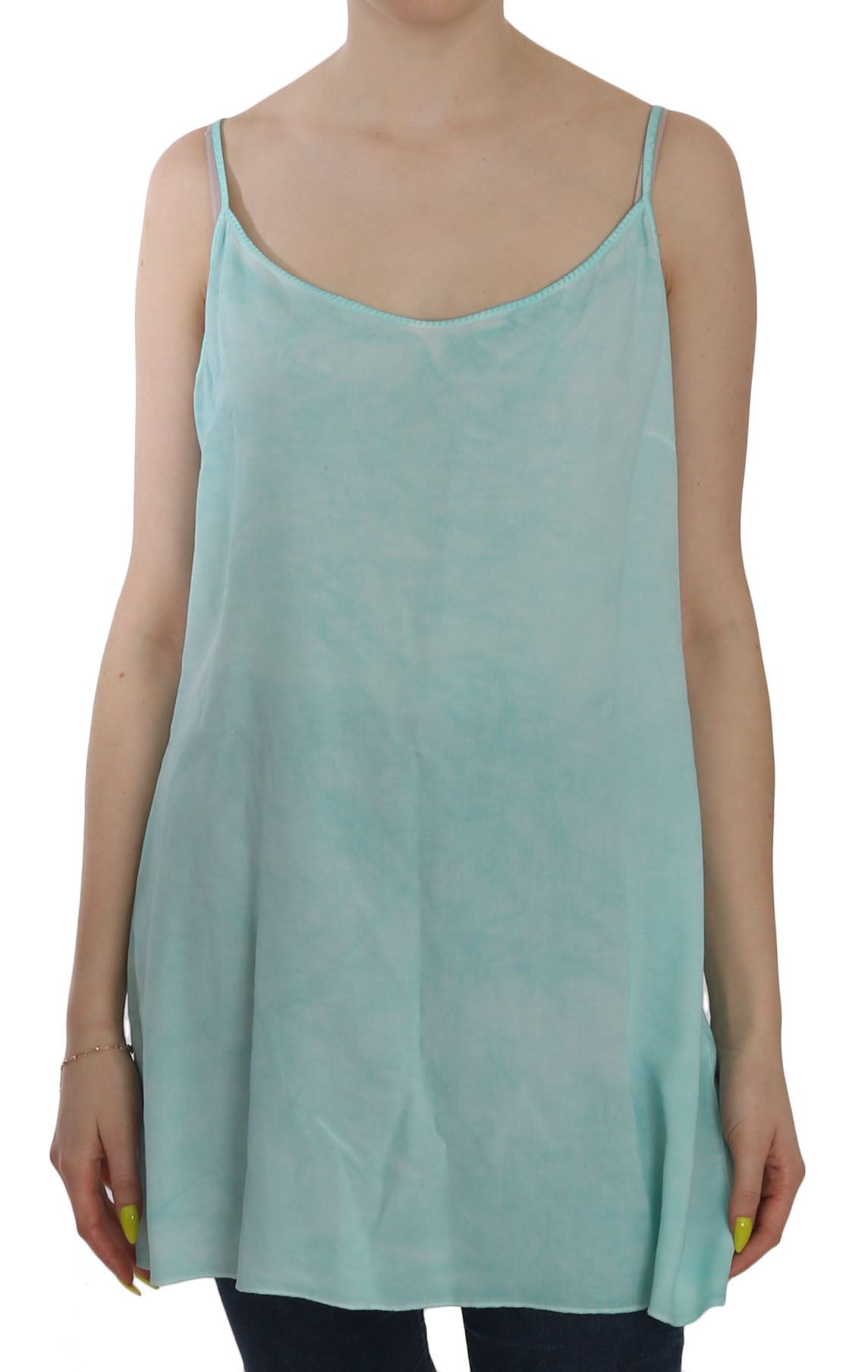 Ermanno Scervino Blue Sleeveless Spaghetti Dress Blouse Ermanno Scervino
