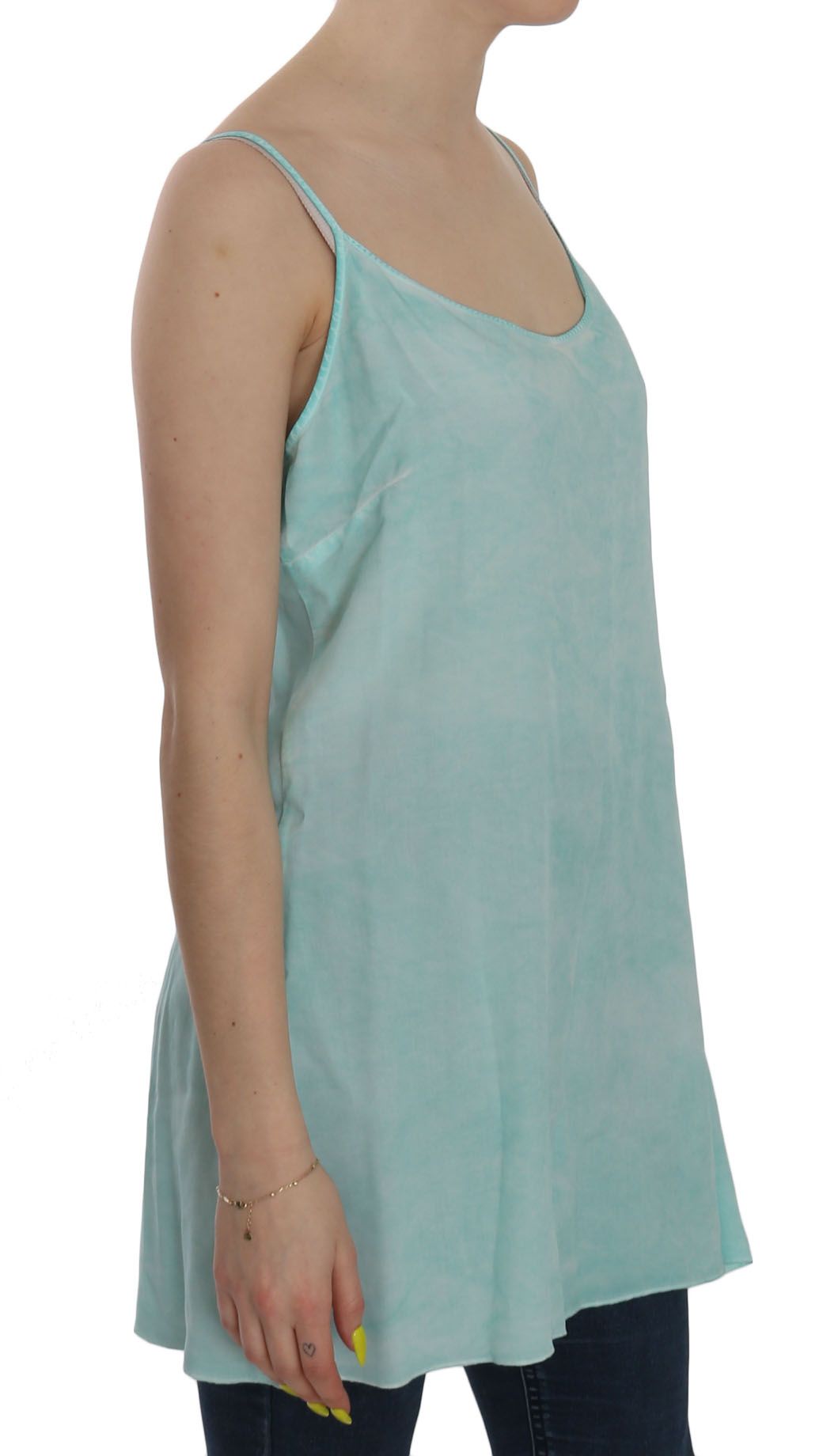 Ermanno Scervino Blue Sleeveless Spaghetti Dress Blouse Ermanno Scervino