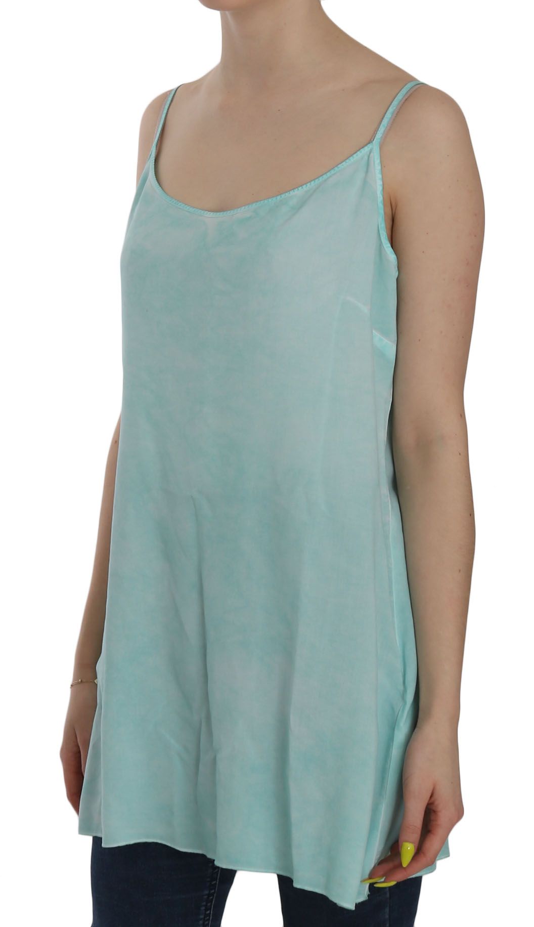 Ermanno Scervino Blue Sleeveless Spaghetti Dress Blouse Ermanno Scervino