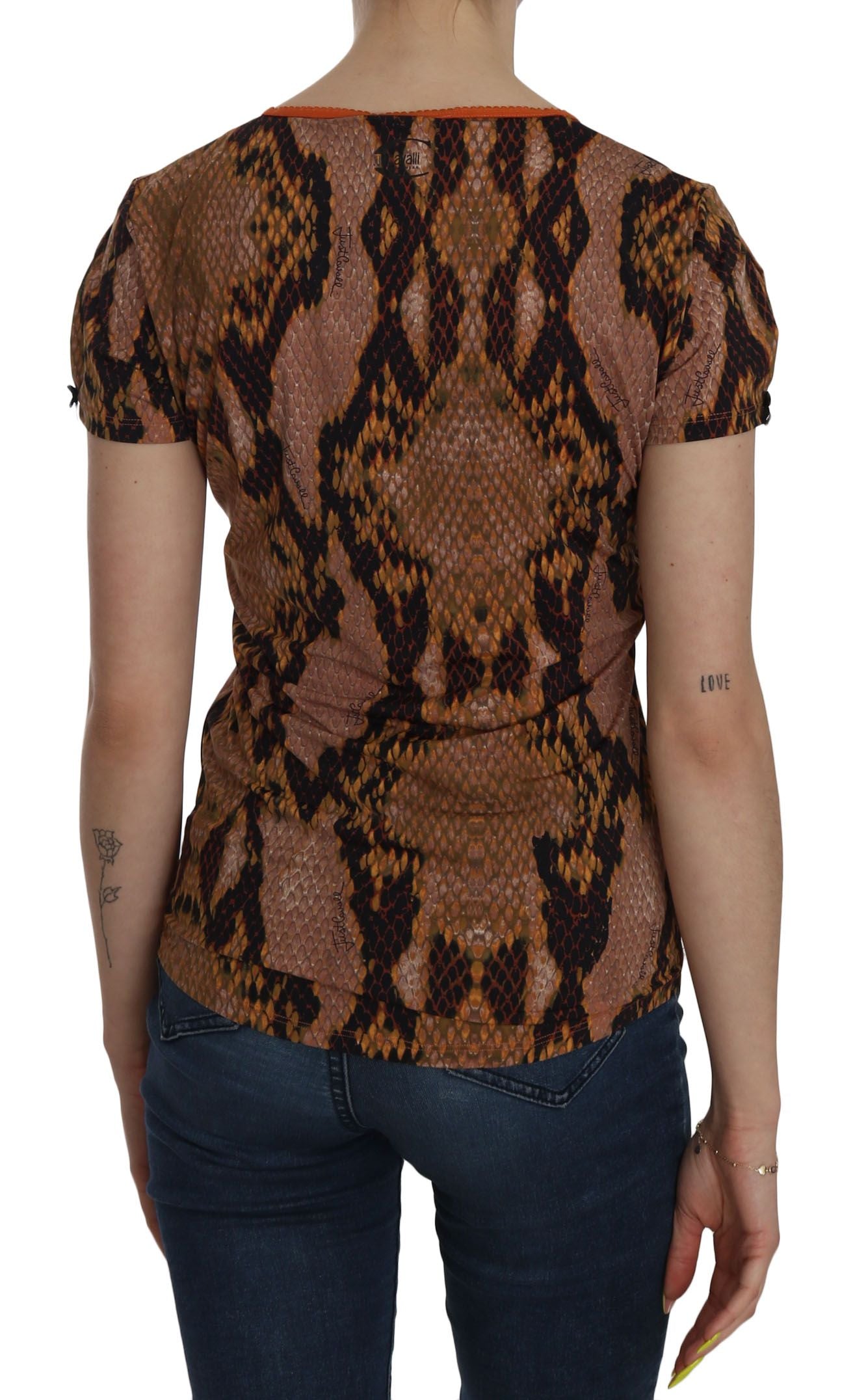 Just Cavalli Snake Skin Print Short Sleeve Top T-shirt Just Cavalli