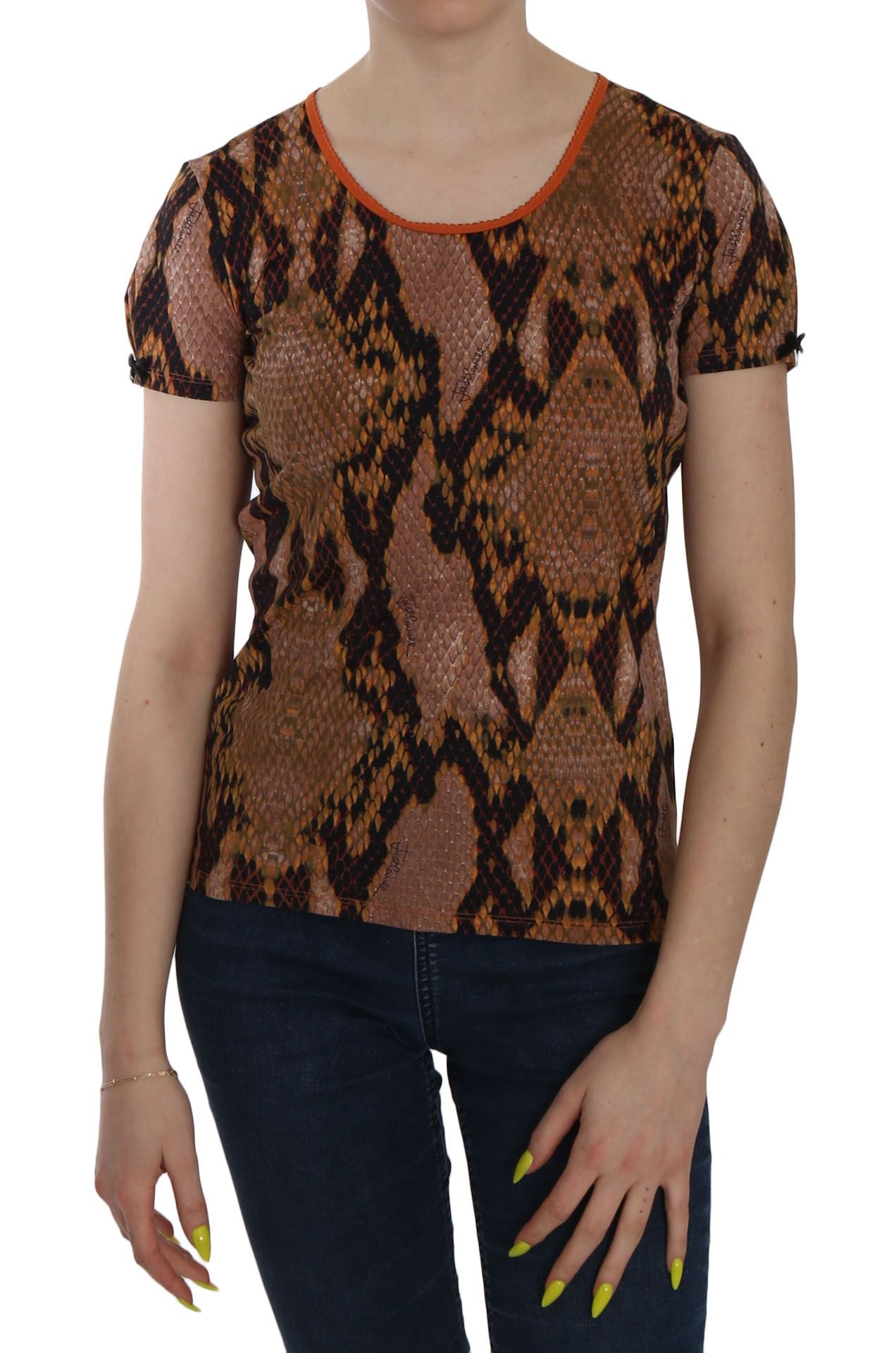 Just Cavalli Snake Skin Print Short Sleeve Top T-shirt Just Cavalli