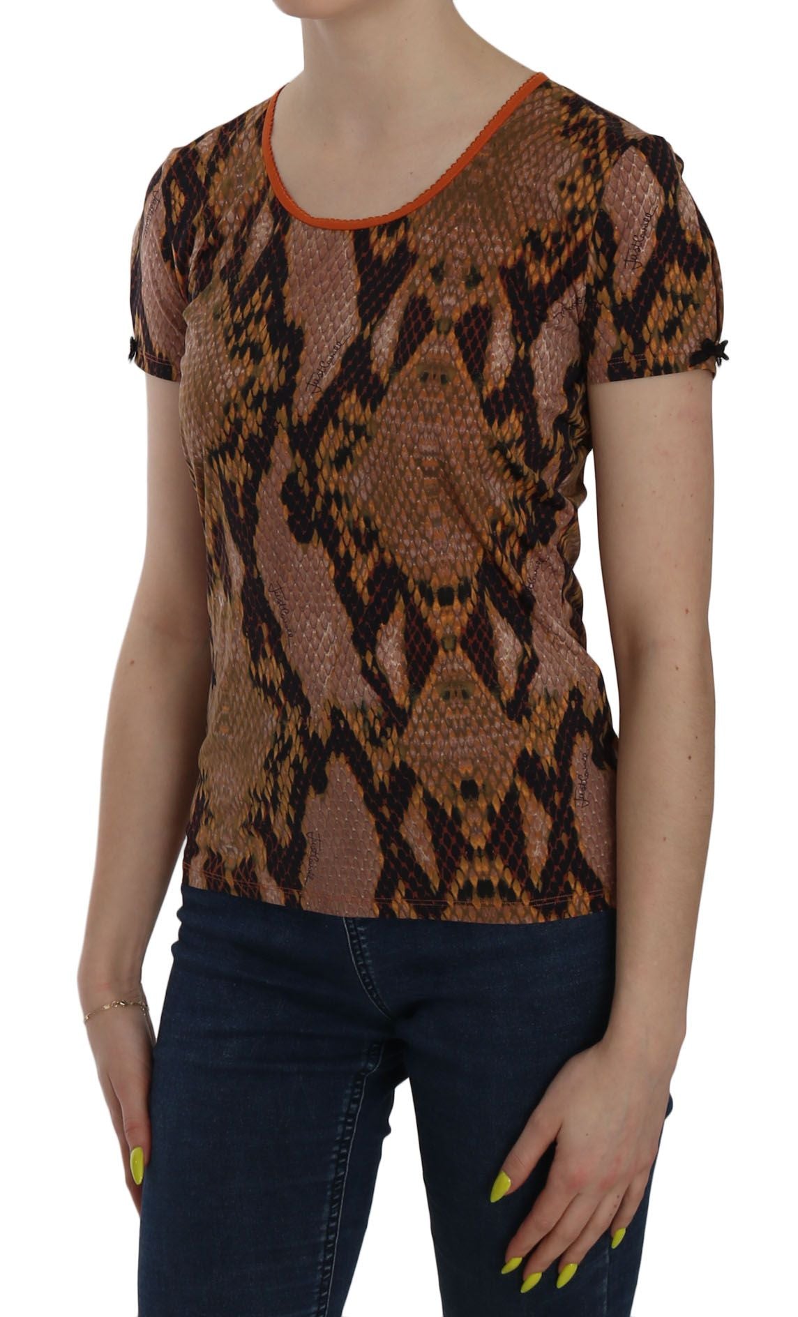 Just Cavalli Snake Skin Print Short Sleeve Top T-shirt Just Cavalli