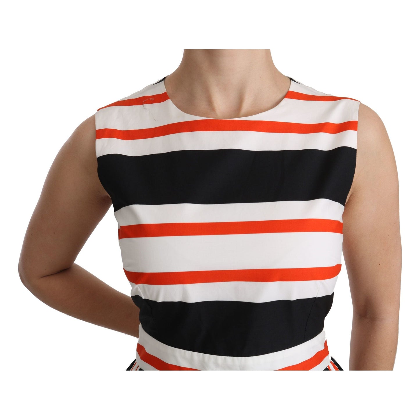 Dolce & Gabbana Multicolor Stripes A-Line Pleated Midi Dress Dolce & Gabbana