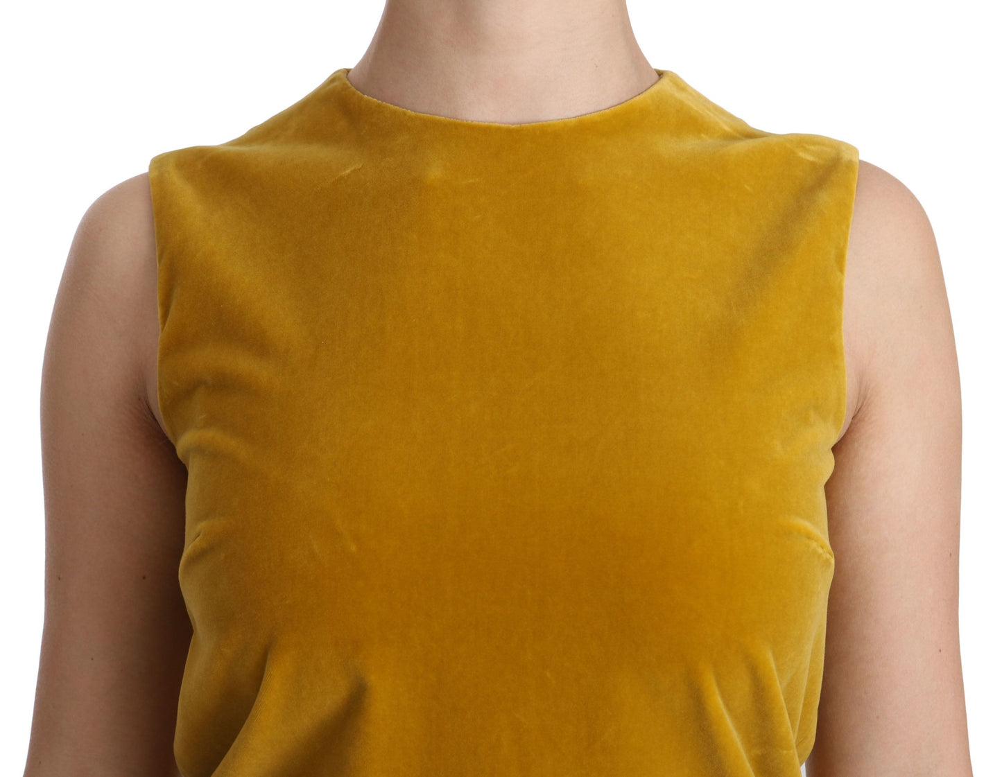 Dolce & Gabbana Mustard Velvet Stretch Shift Mini Dress Dolce & Gabbana