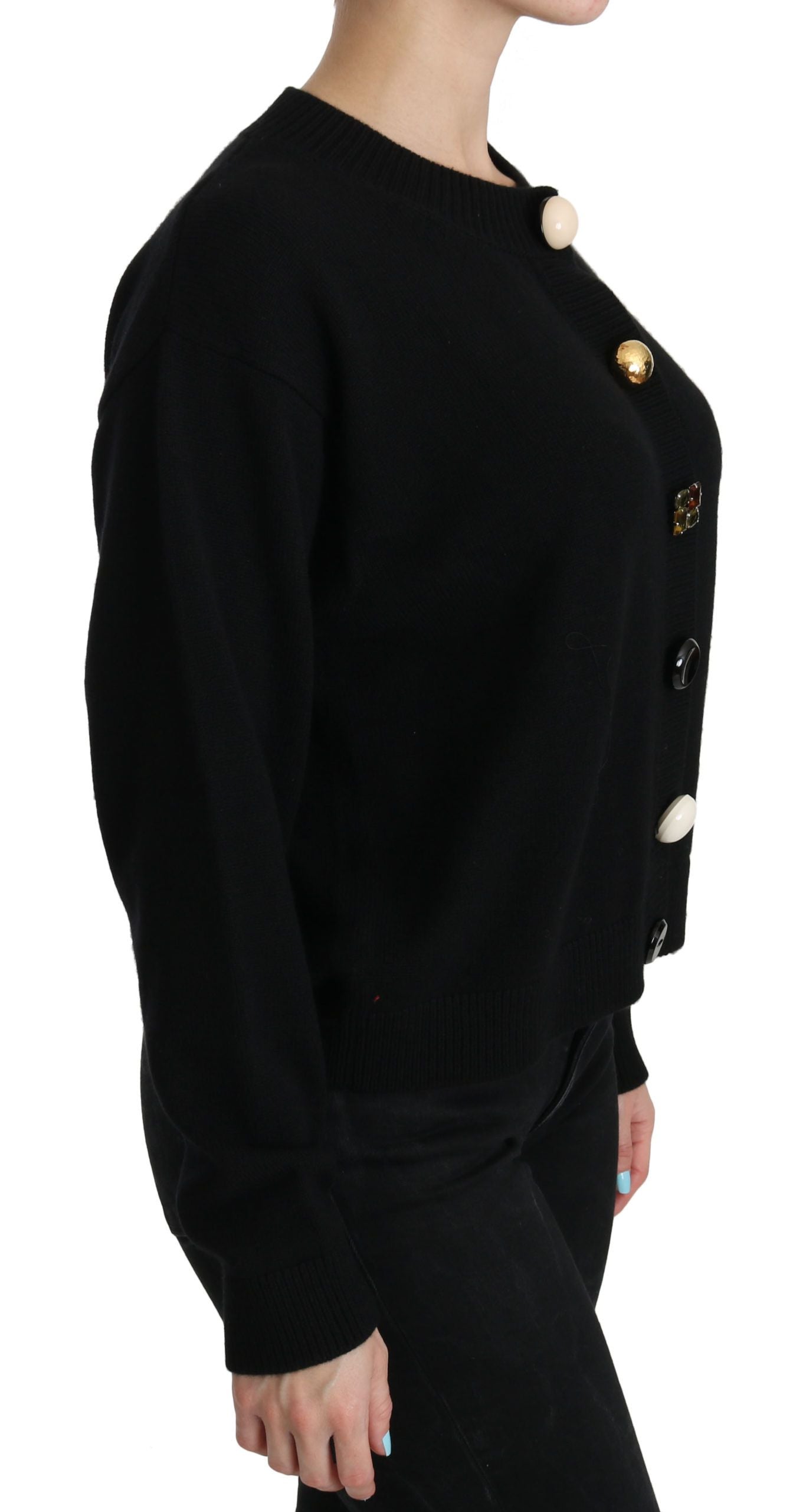 Dolce & Gabbana Black Button Embellished Cardigan Sweater Dolce & Gabbana