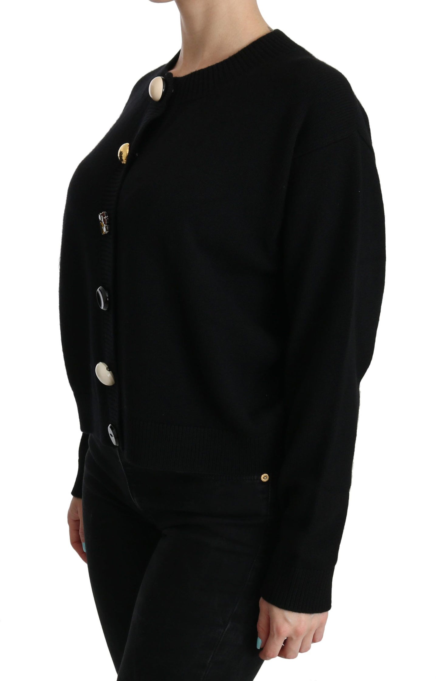 Dolce & Gabbana Black Button Embellished Cardigan Sweater Dolce & Gabbana