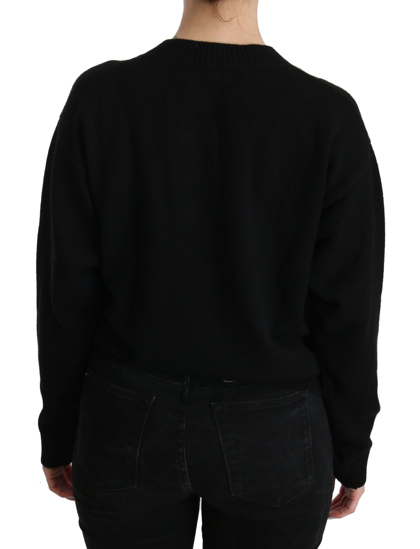 Dolce & Gabbana Black Button Embellished Cardigan Sweater Dolce & Gabbana