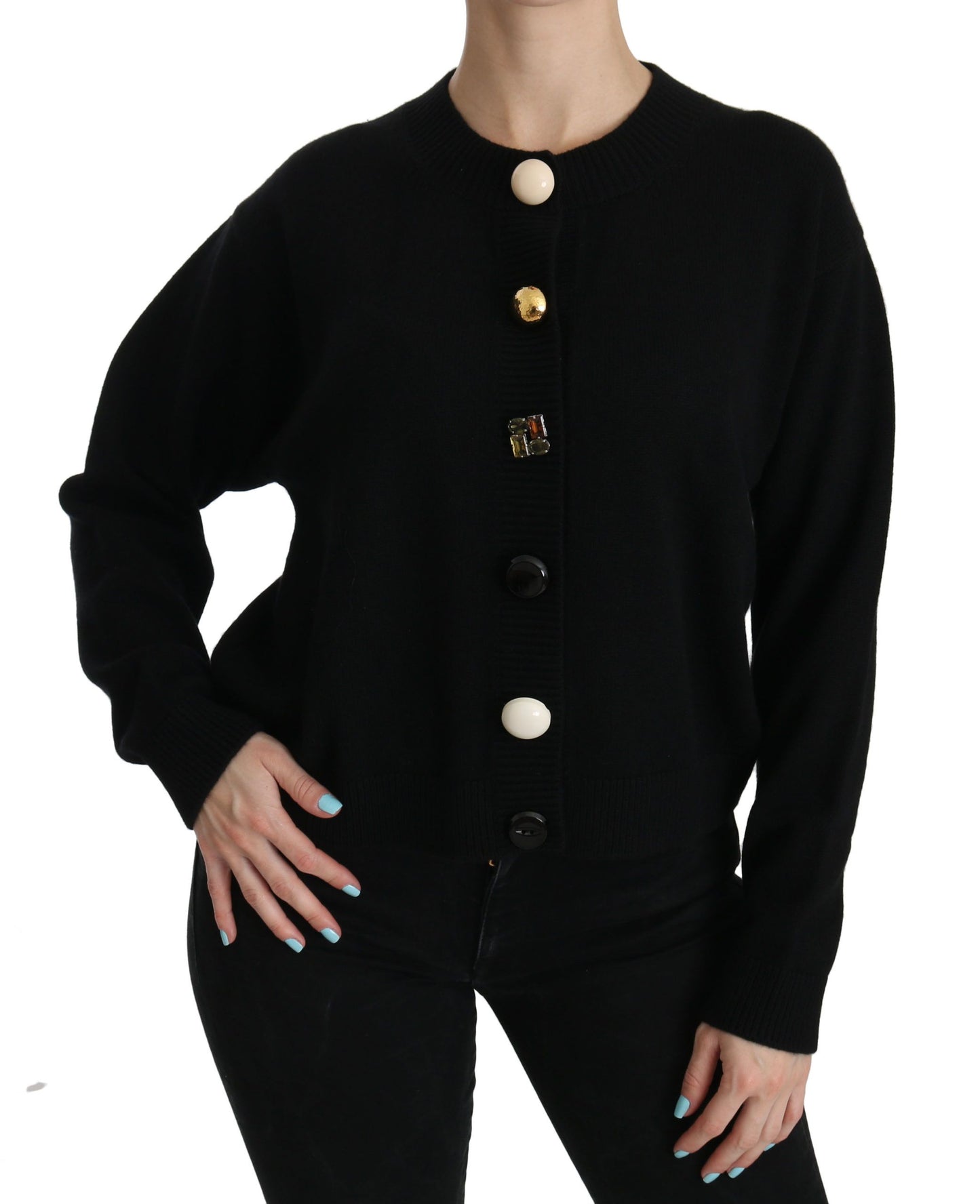 Dolce & Gabbana Black Button Embellished Cardigan Sweater Dolce & Gabbana