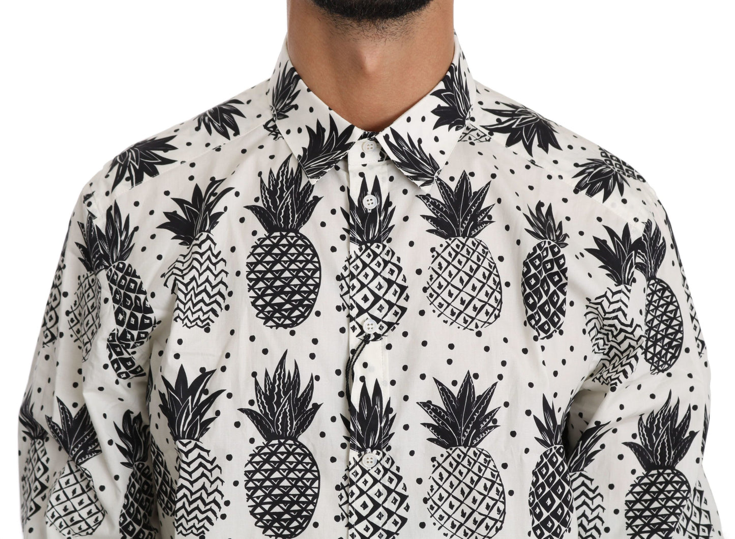 Dolce & Gabbana White Pineapple Cotton Top Shirt Dolce & Gabbana