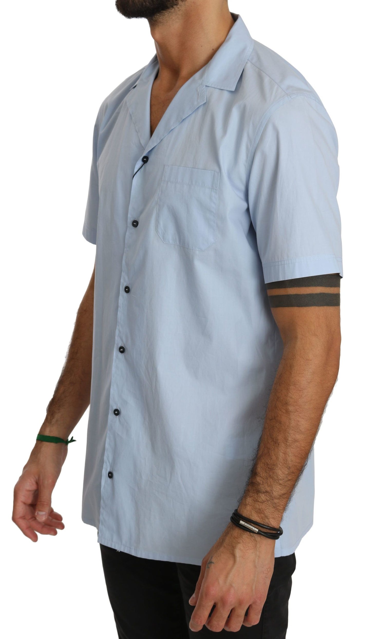 Dolce & Gabbana Blue Short Sleeve 100% Cotton Top Shirt Dolce & Gabbana