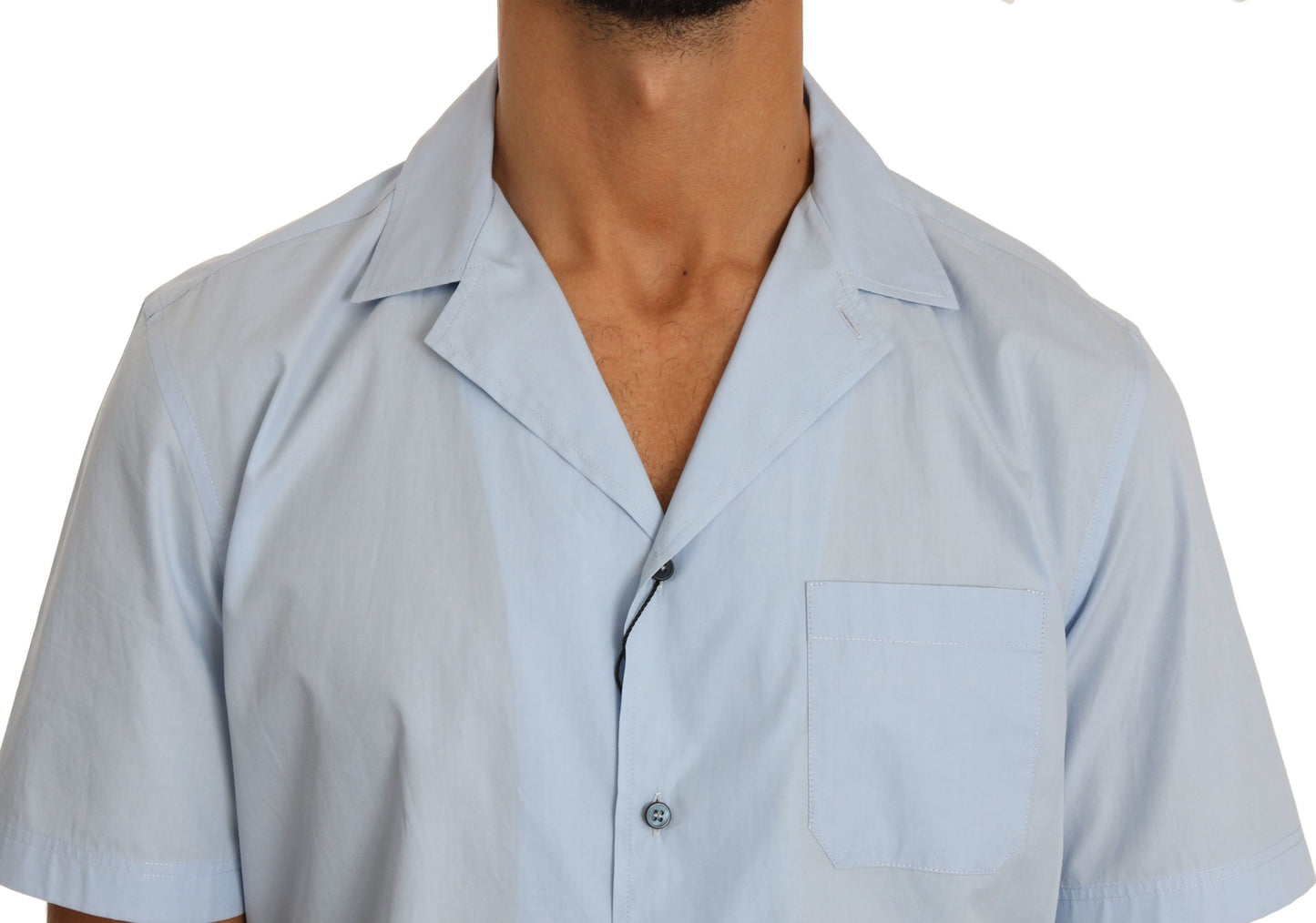 Dolce & Gabbana Blue Short Sleeve 100% Cotton Top Shirt Dolce & Gabbana