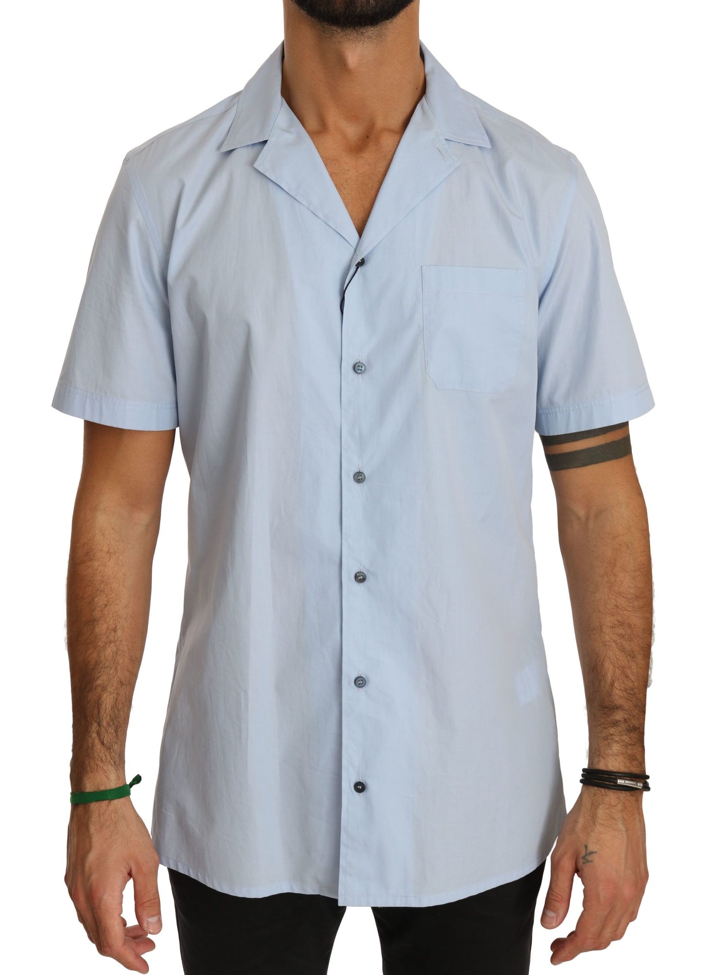Dolce & Gabbana Blue Short Sleeve 100% Cotton Top Shirt Dolce & Gabbana