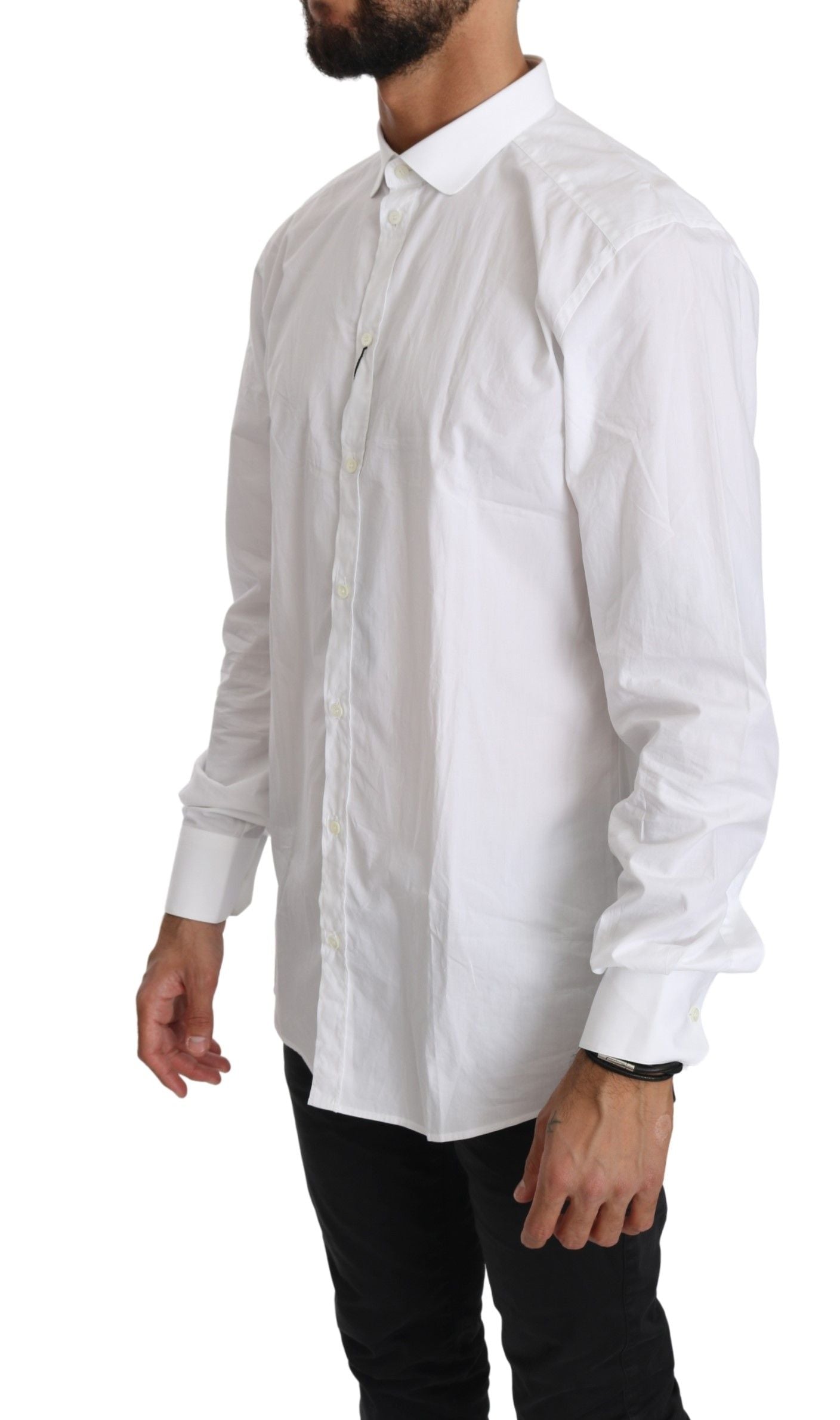 Dolce & Gabbana White Cotton Long Sleeve Top Shirt Dolce & Gabbana