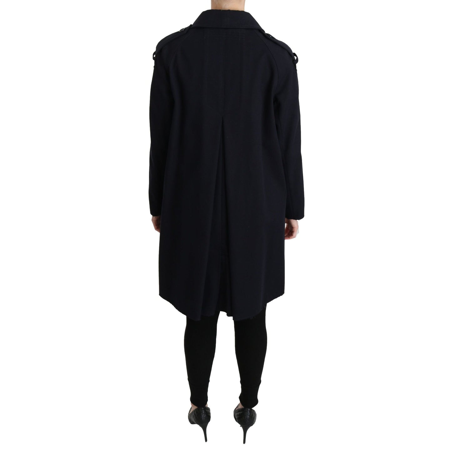 Dolce & Gabbana Coat Blue Cotton Women Trench Jacket Dolce & Gabbana