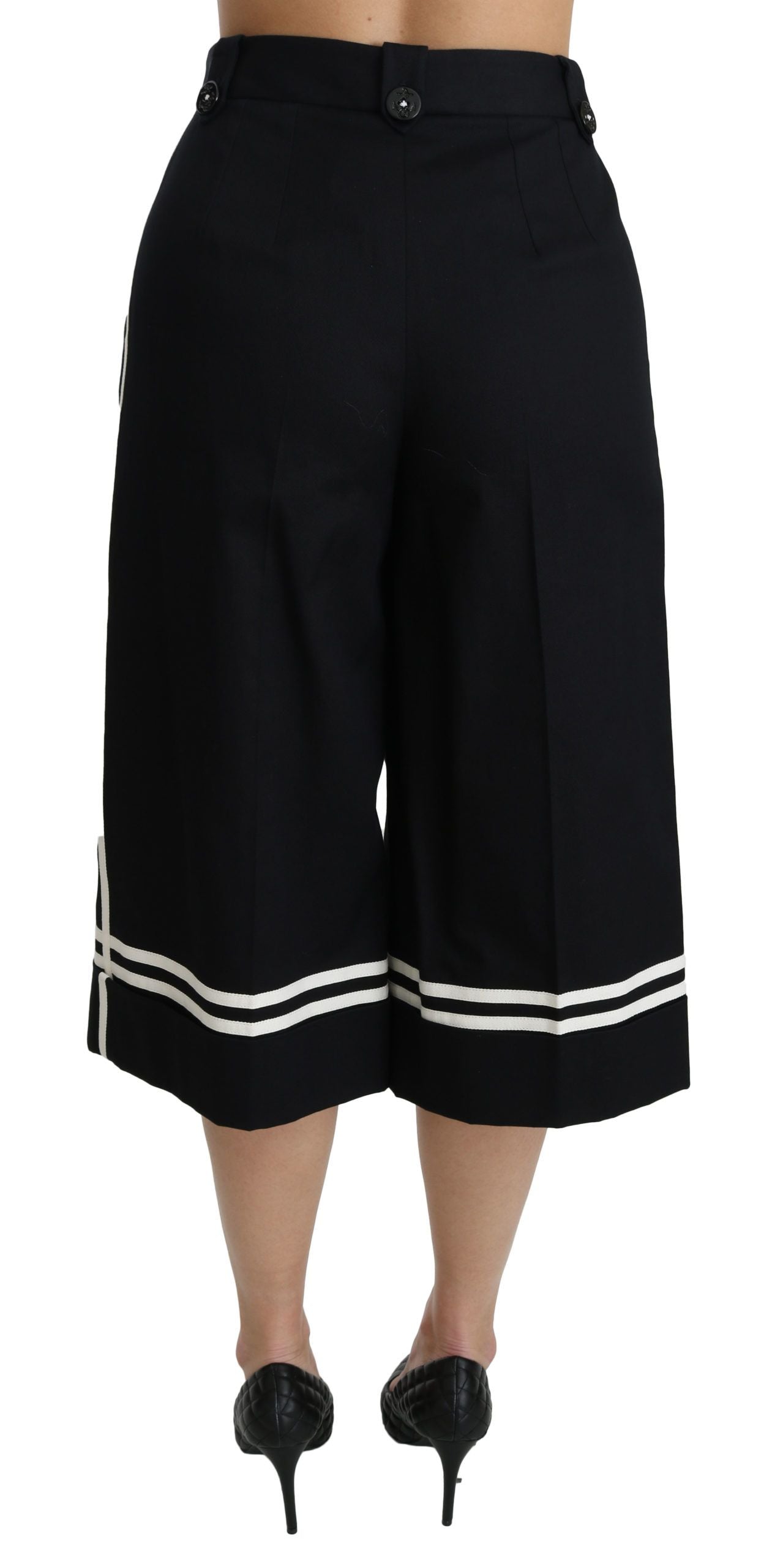 Dolce & Gabbana Black Lemon Embellished Palazzo Cropped Pants Dolce & Gabbana