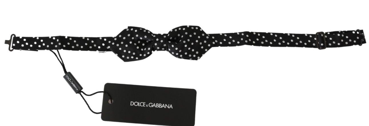 Dolce & Gabbana Black Polka Dots Mens Necktie Papillon 100% Silk Bow Tie Dolce & Gabbana