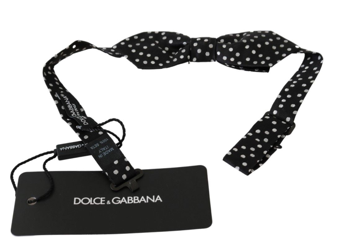 Dolce & Gabbana Black Polka Dots Mens Necktie Papillon 100% Silk Bow Tie Dolce & Gabbana