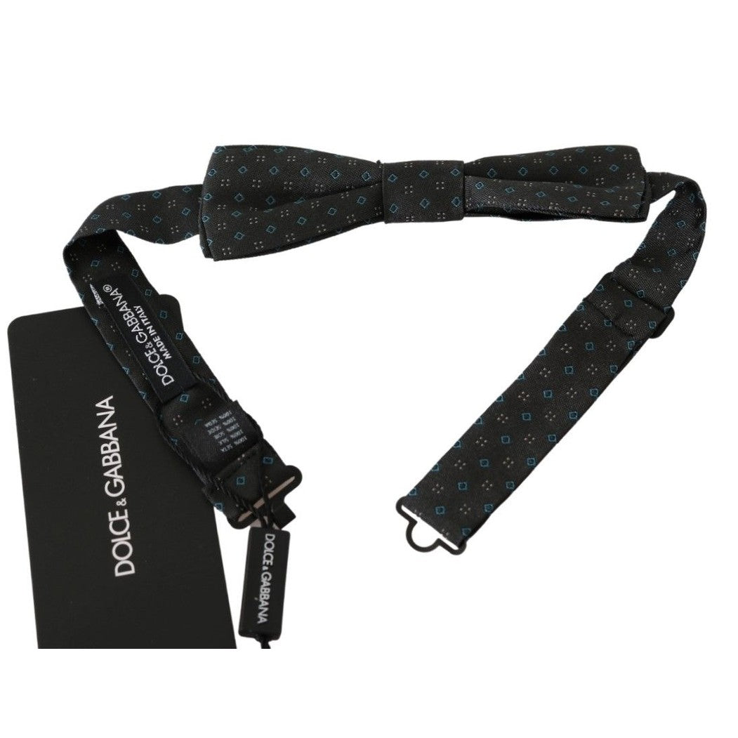 Dolce & Gabbana Gray Patterned Mens Necktie Papillon 100% Silk Bow Tie