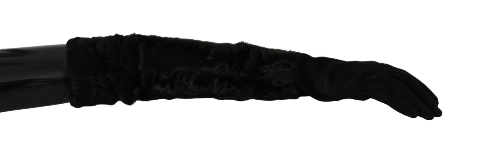Dolce & Gabbana Black Elbow Length Mitten Suede Fur Gloves Dolce & Gabbana