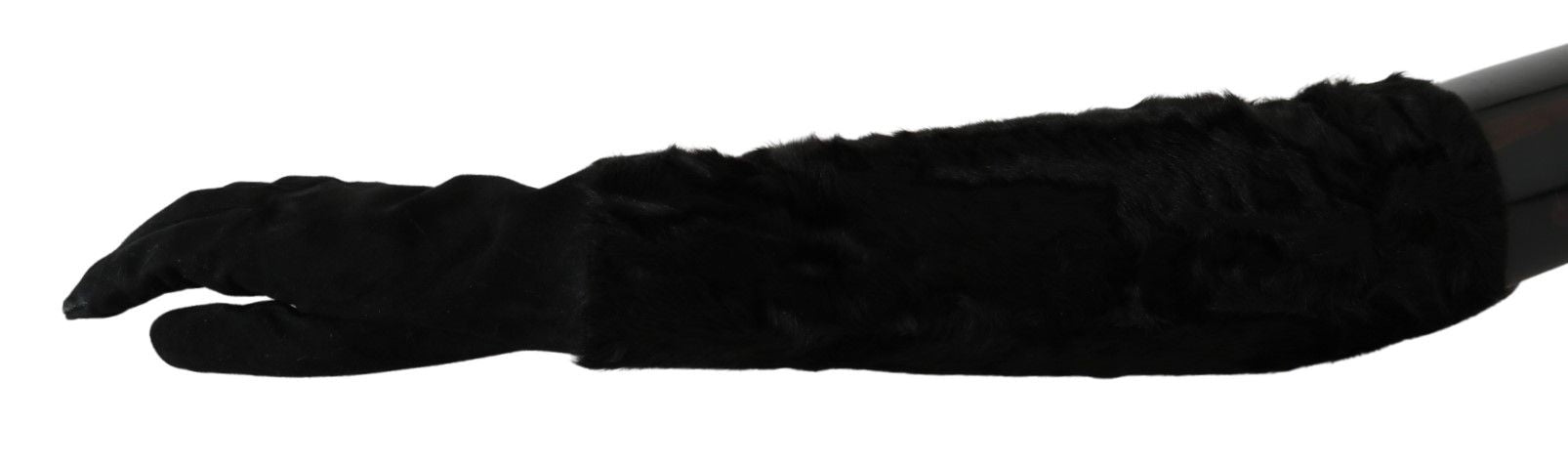 Dolce & Gabbana Black Elbow Length Mitten Suede Fur Gloves Dolce & Gabbana