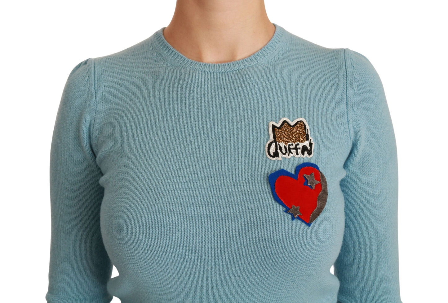 Dolce & Gabbana Blue Wool Queen Heart Pullover Sweater Dolce & Gabbana