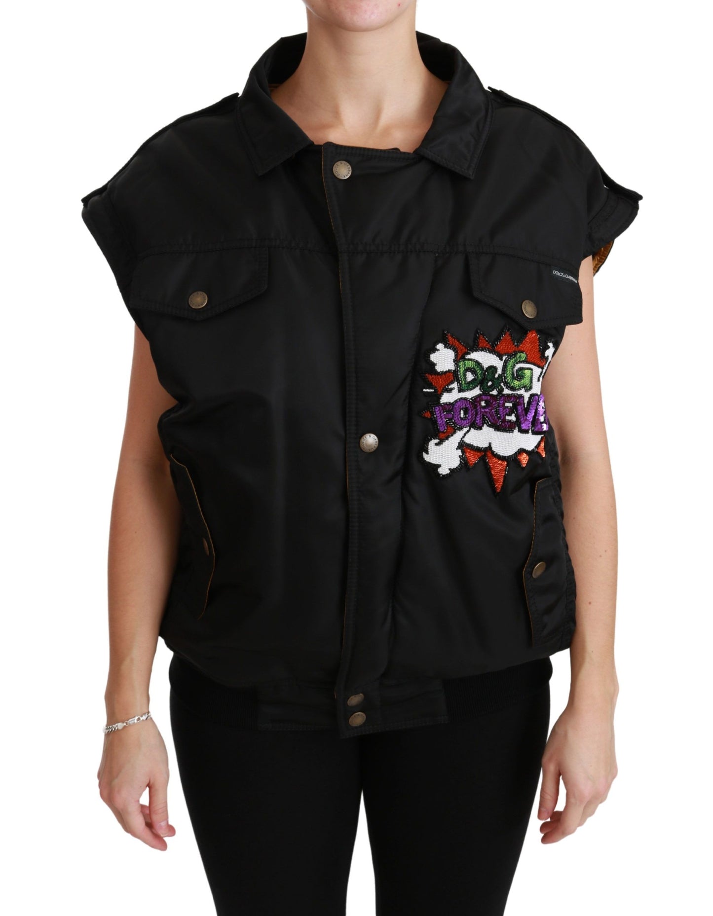 Dolce & Gabbana Black Queen Crown Sequined Bomber Jacket Dolce & Gabbana