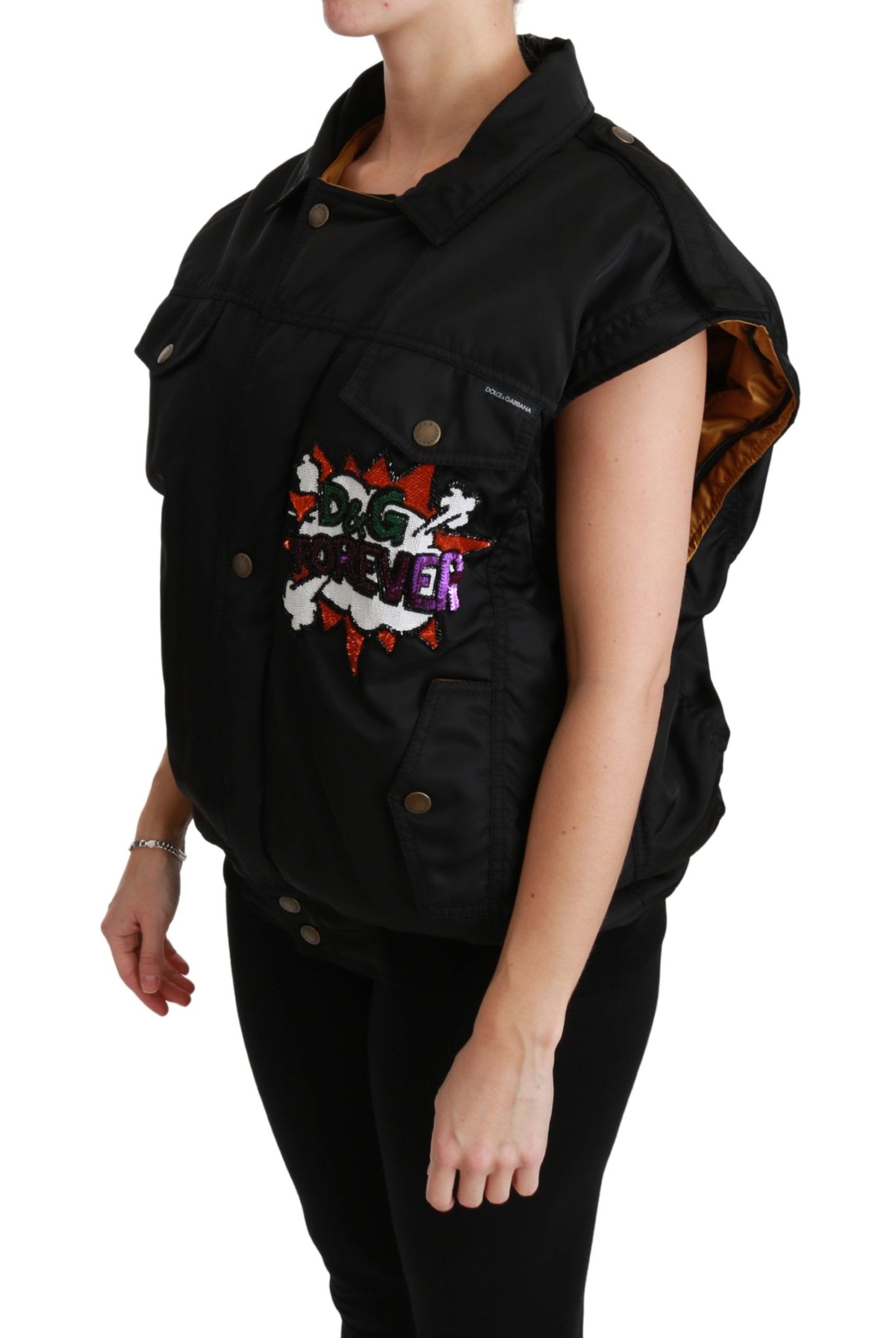 Dolce & Gabbana Black Queen Crown Sequined Bomber Jacket Dolce & Gabbana