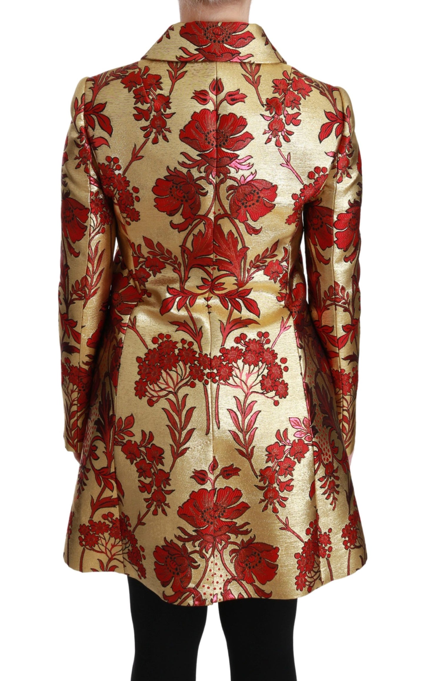 Dolce & Gabbana Red Gold Floral Brocade Cape Coat Jacket Dolce & Gabbana