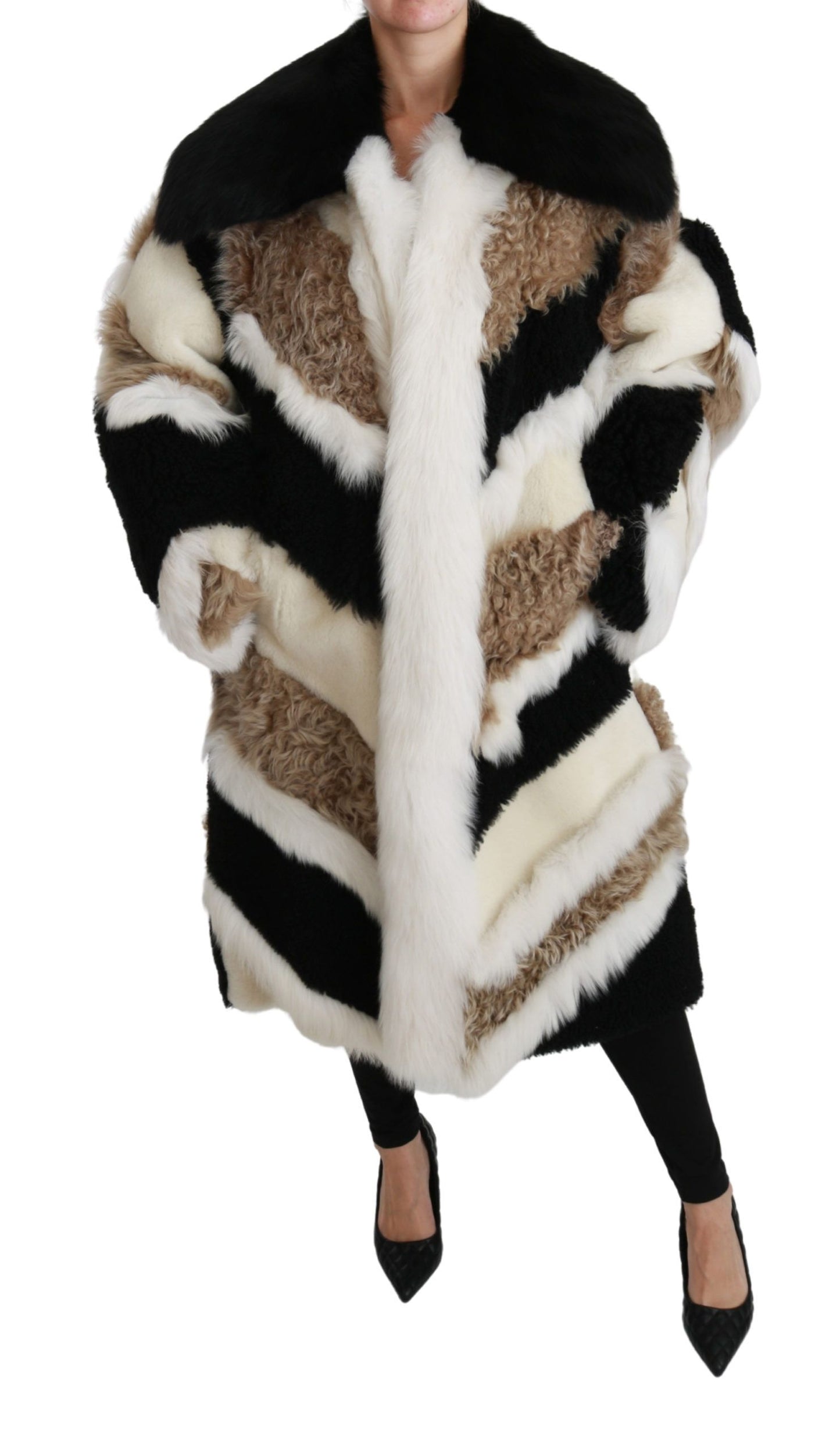 Dolce & Gabbana Sheep Fur Shearling Cape Jacket Coat Dolce & Gabbana