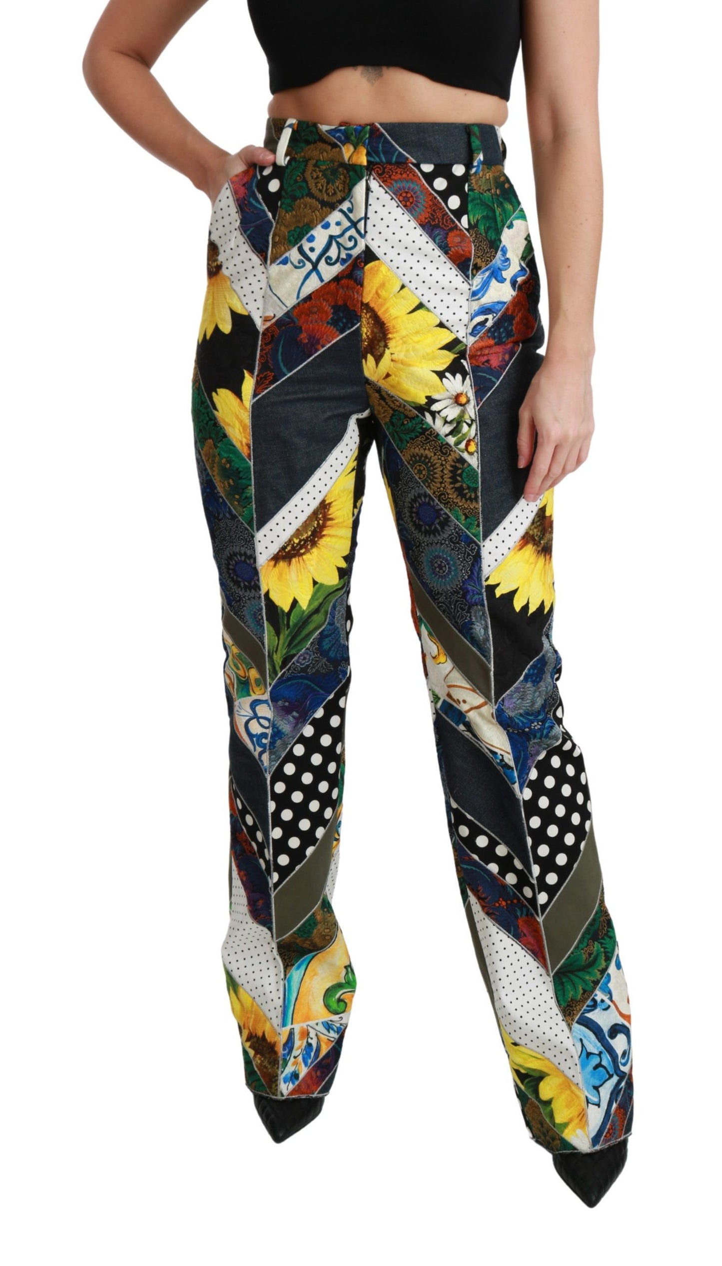 Dolce & Gabbana Multicolor Print High Waist Straight Pants Dolce & Gabbana