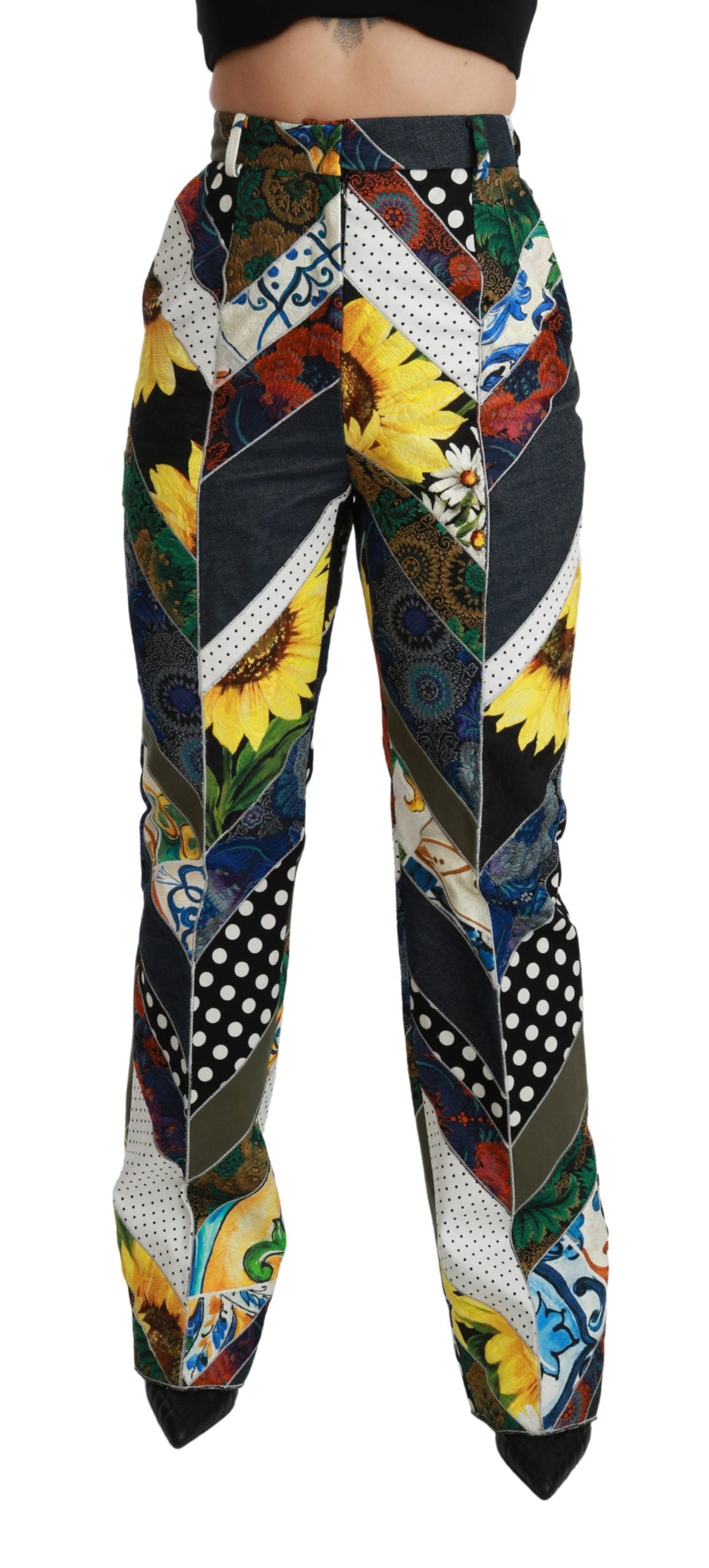 Dolce & Gabbana Multicolor Print High Waist Straight Pants Dolce & Gabbana